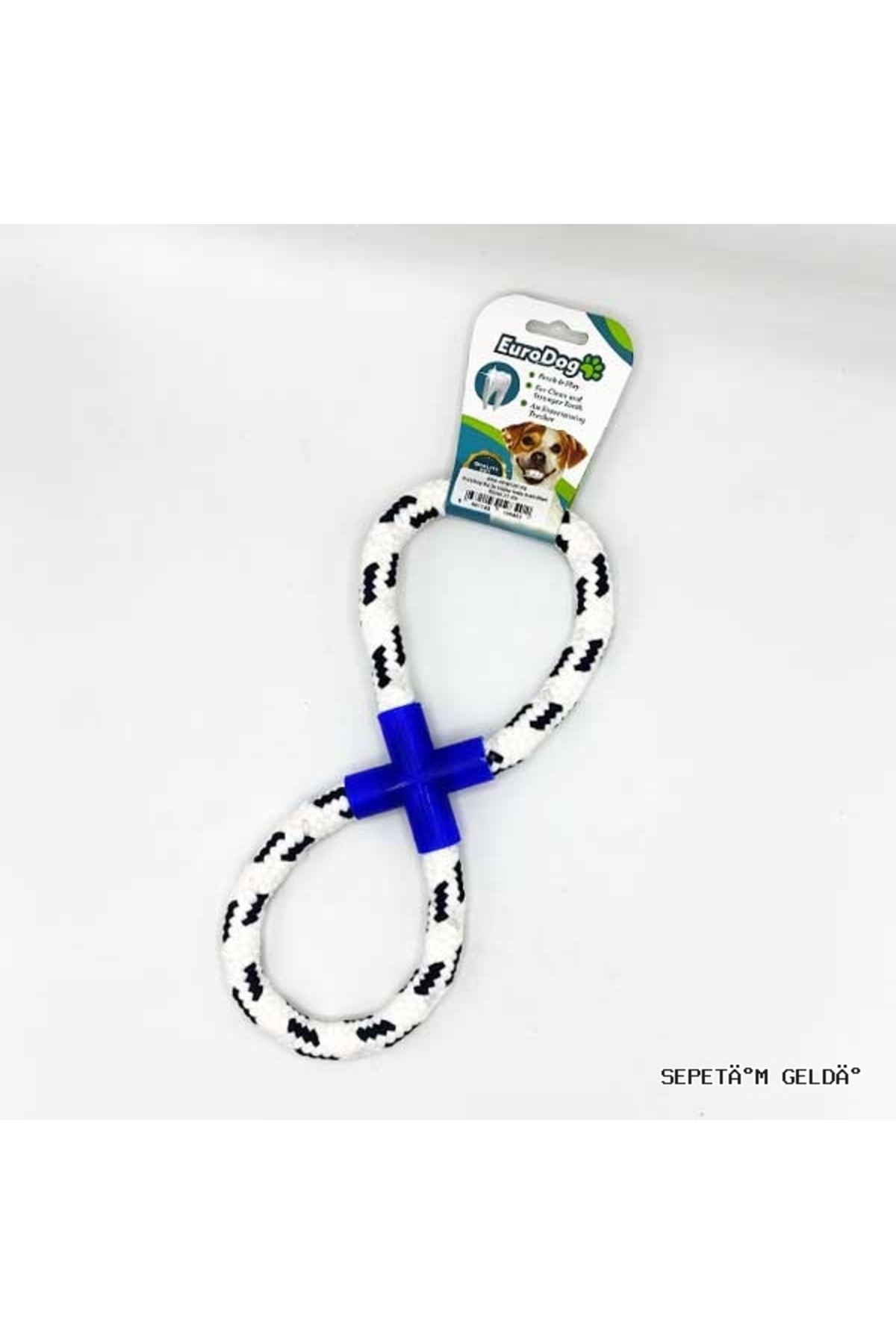 اسباب‌بازی طنابی سگ یوروداگ Eurodog، حلقه هشت‌شکل آبی و سفید، ۲۵ سانتی‌متر (210834)