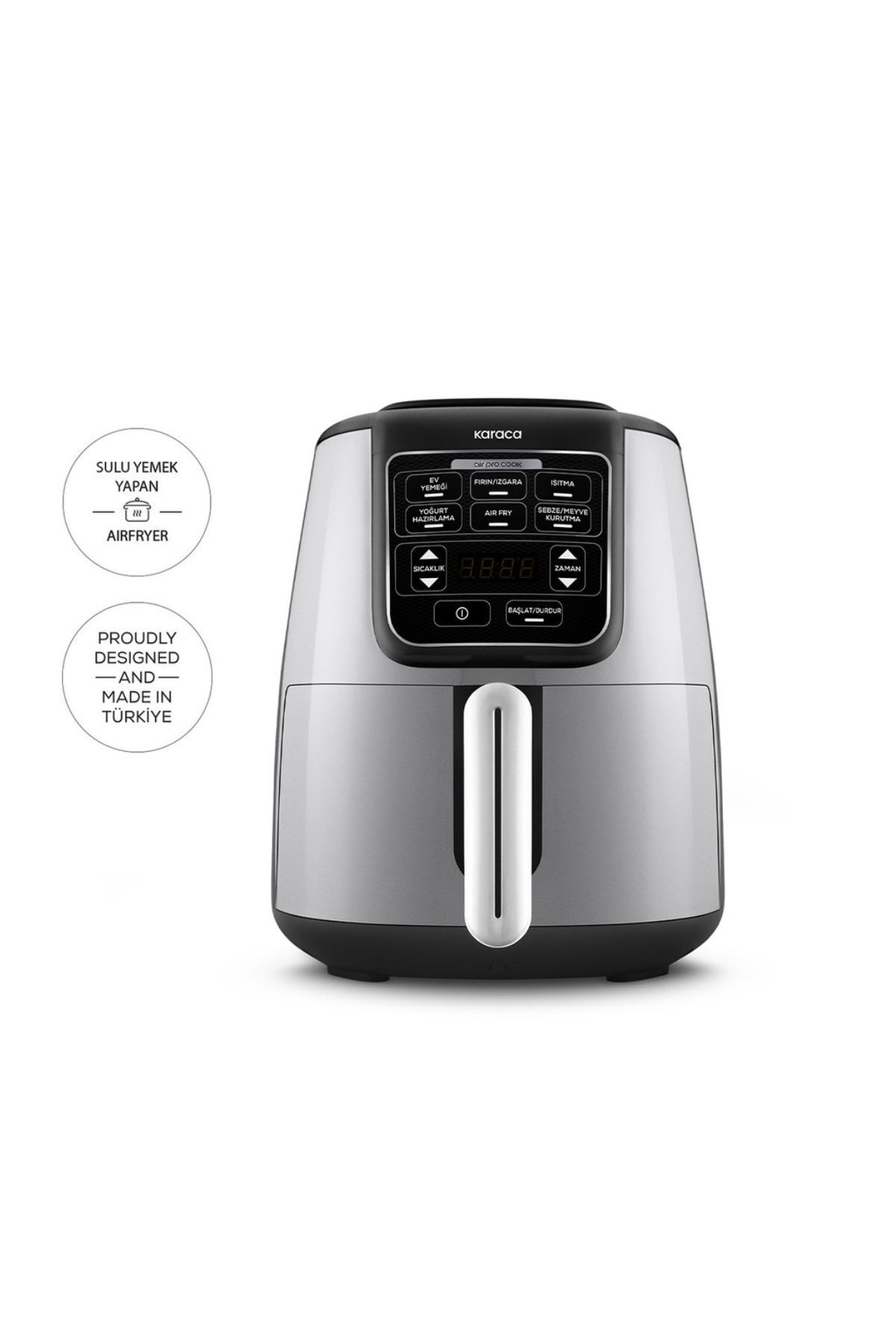 سرخ کن AIR PRO COOK XL 2 IN 1 AIRFRYER TALKING COOL GREY اورجینال Karaca