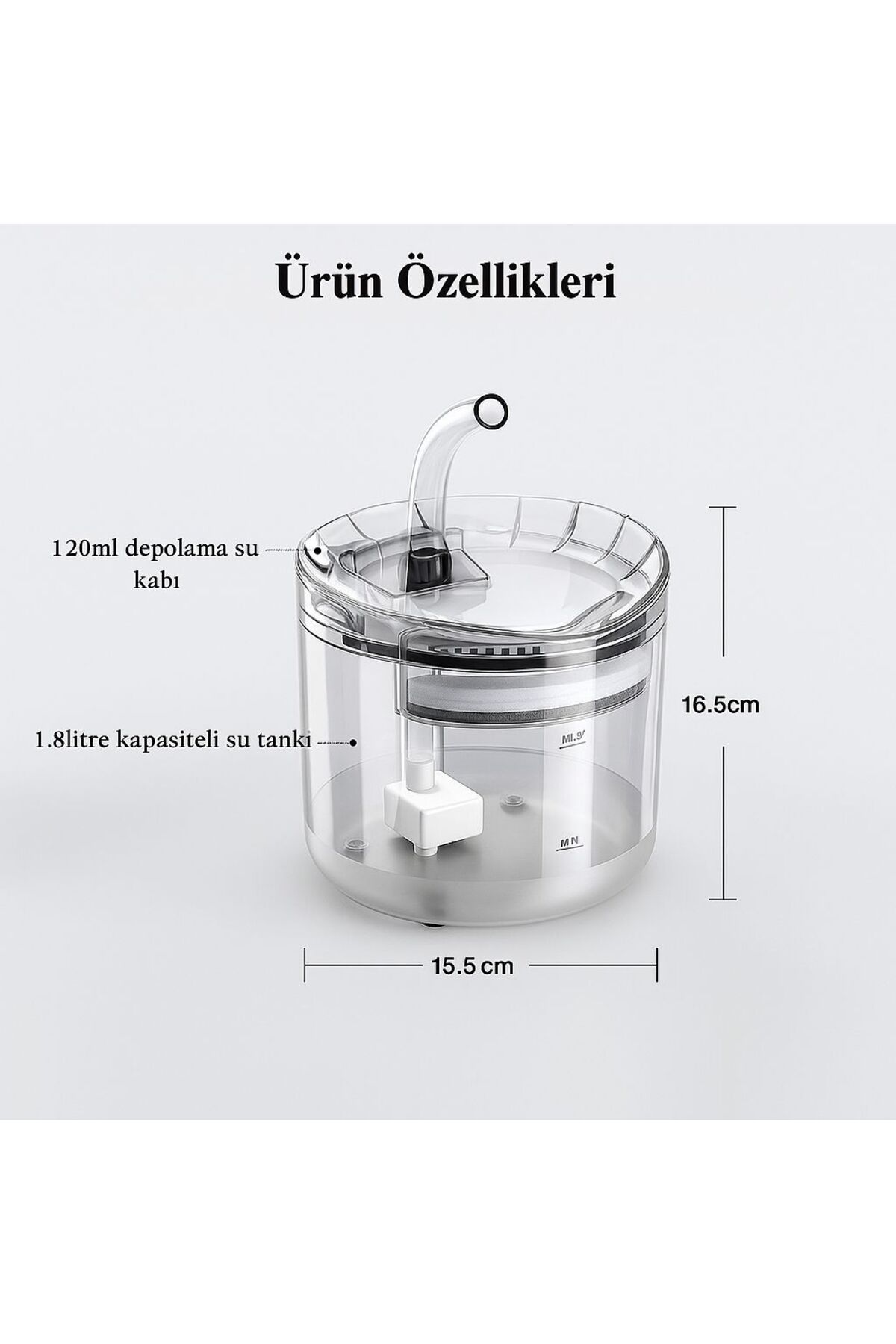 آبخوری فواره‌ای اتوماتیک گربه و سگ ۱٫۸ لیتری پلاستیکی، ای‌تی‌ال‌تی آتلانتیس ATLT ATLANTİS 1.8 L