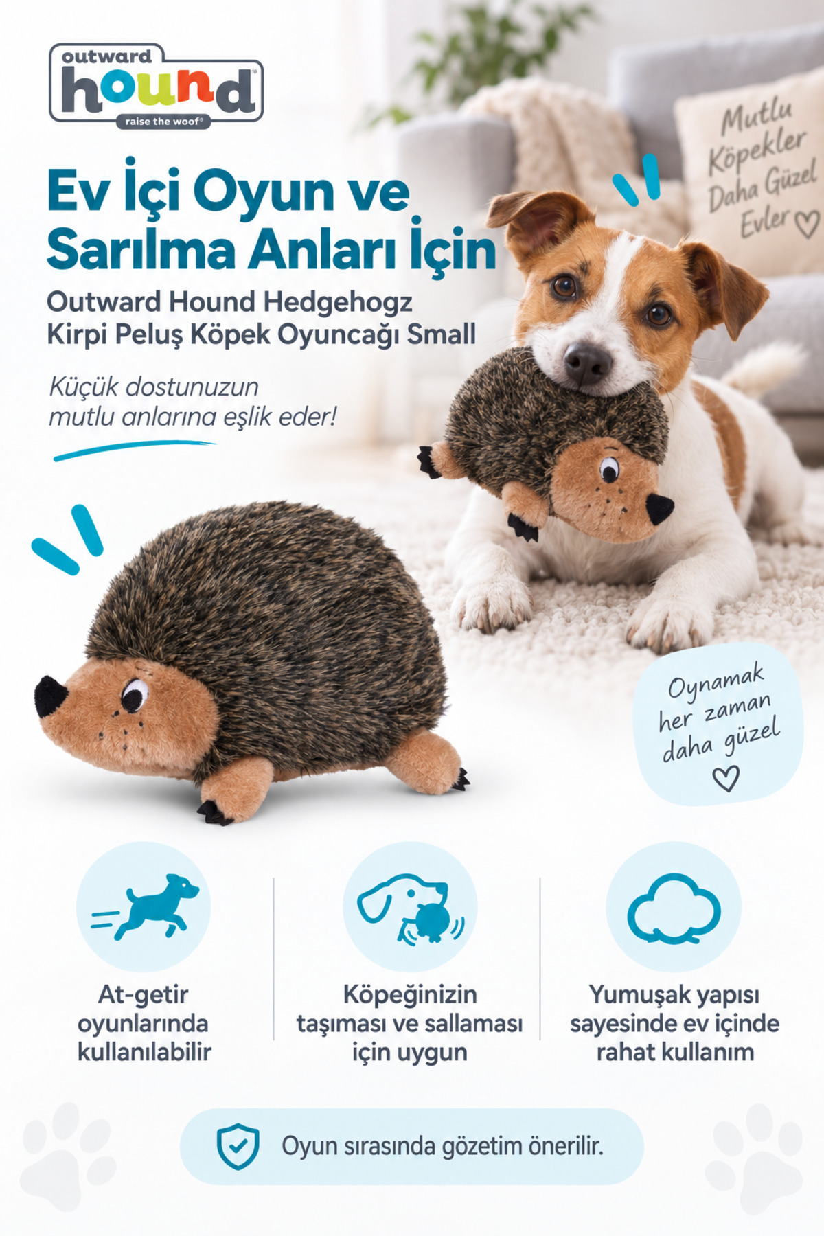 اسباب‌بازی سگ پولیشی طرح جوجه‌تیغی Hedgehogz، کوچک قهوه‌ای