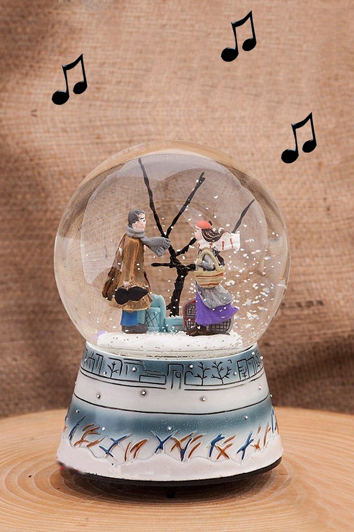 گوی برفی هدیه روز ولنتاین اسپری عشق ابدی WINTER TALE SNOW GLOBE جعبه موزیکال آبی از ترکیه DEMPOWER