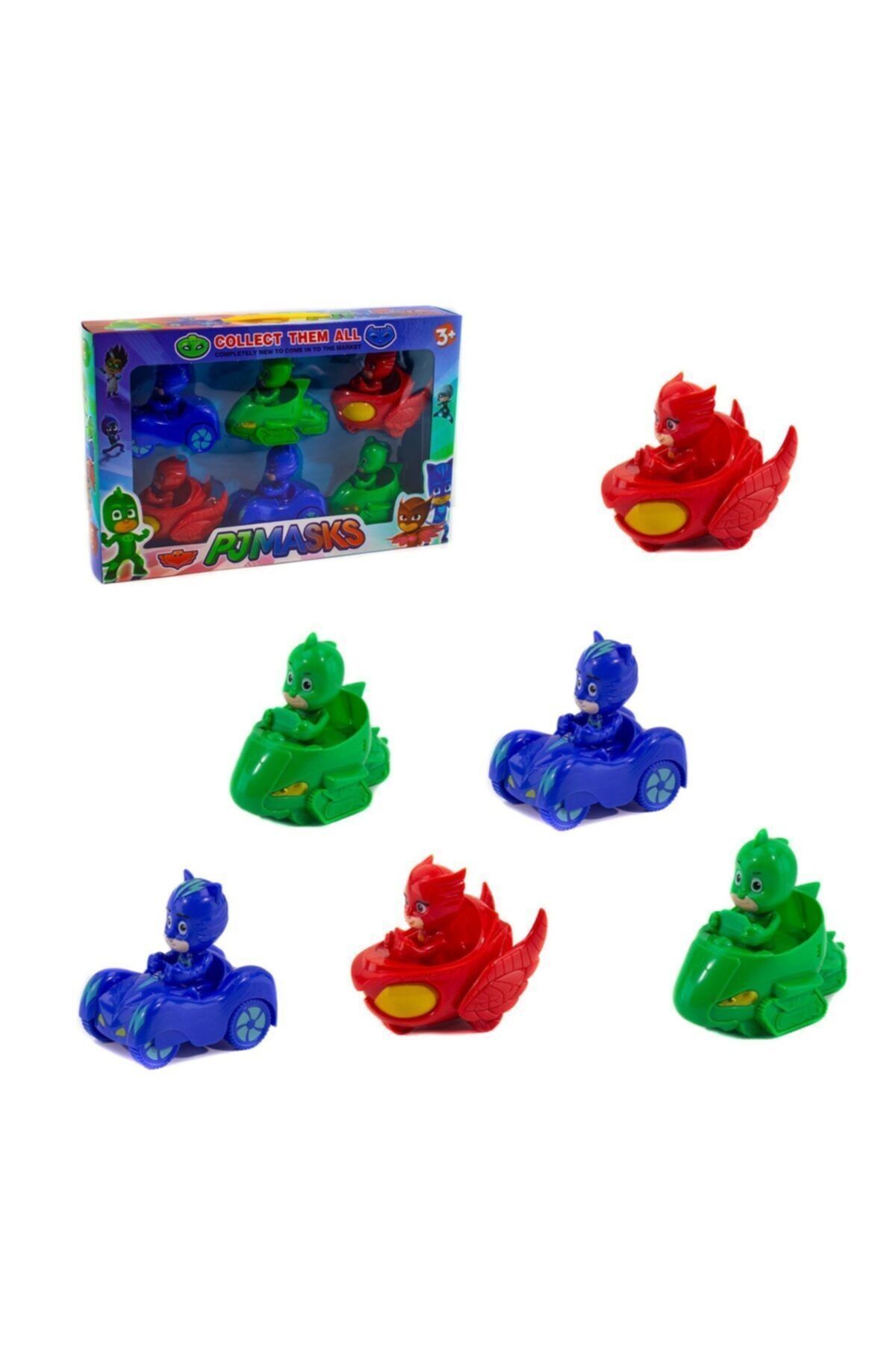 اسباب بازی های فیگور دیگر TOY PJMASK 6 PACK PJ MASKS WITH CARS 10 سانتی متری کاراکتر PULL AND DROP FIGUR TOYS Pj Masks