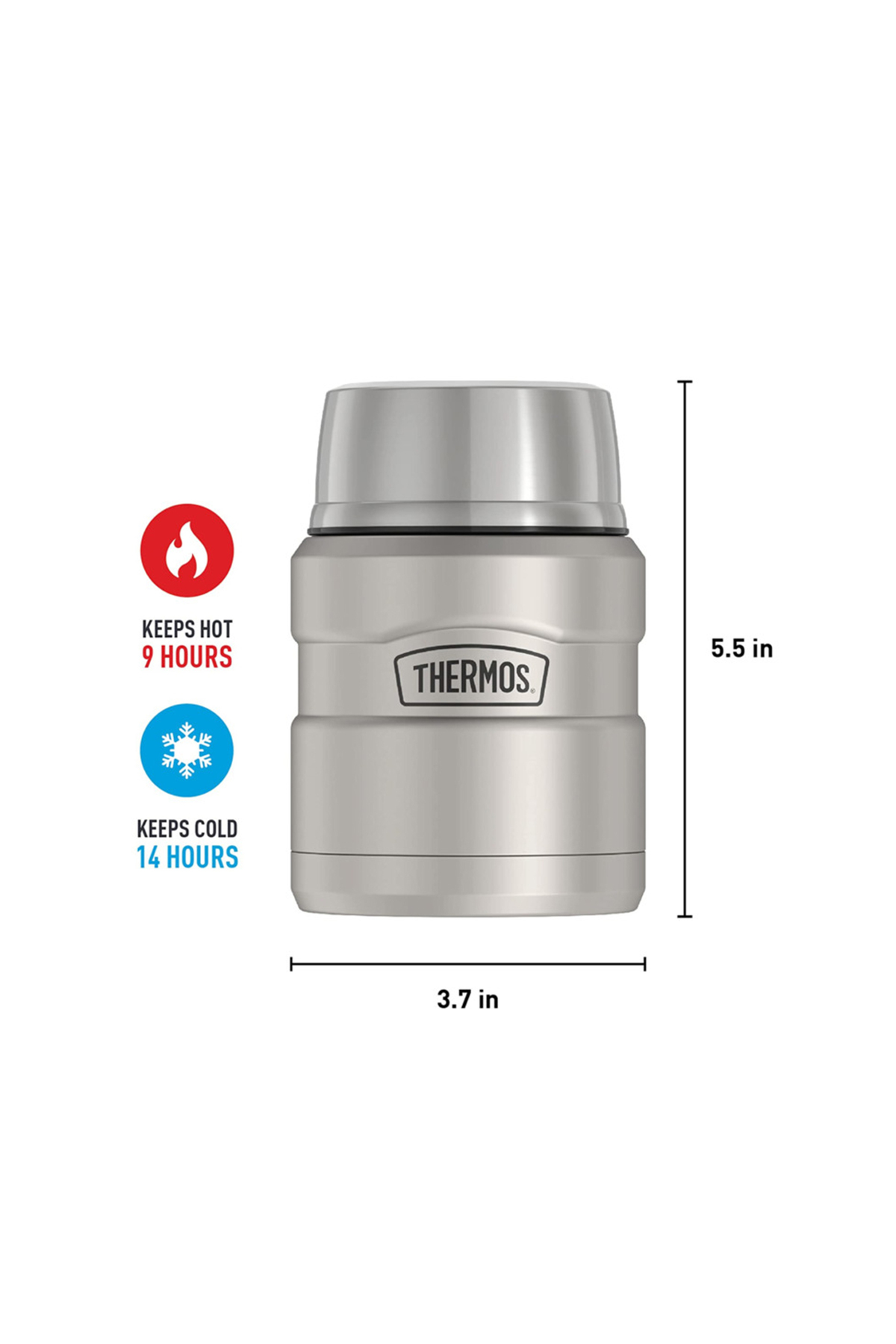 فلاسک قمقمه غذا 0.47 لیتری با عایق سرد فولاد ضد زنگ قاشق رنگارنگ اورجینال Thermos