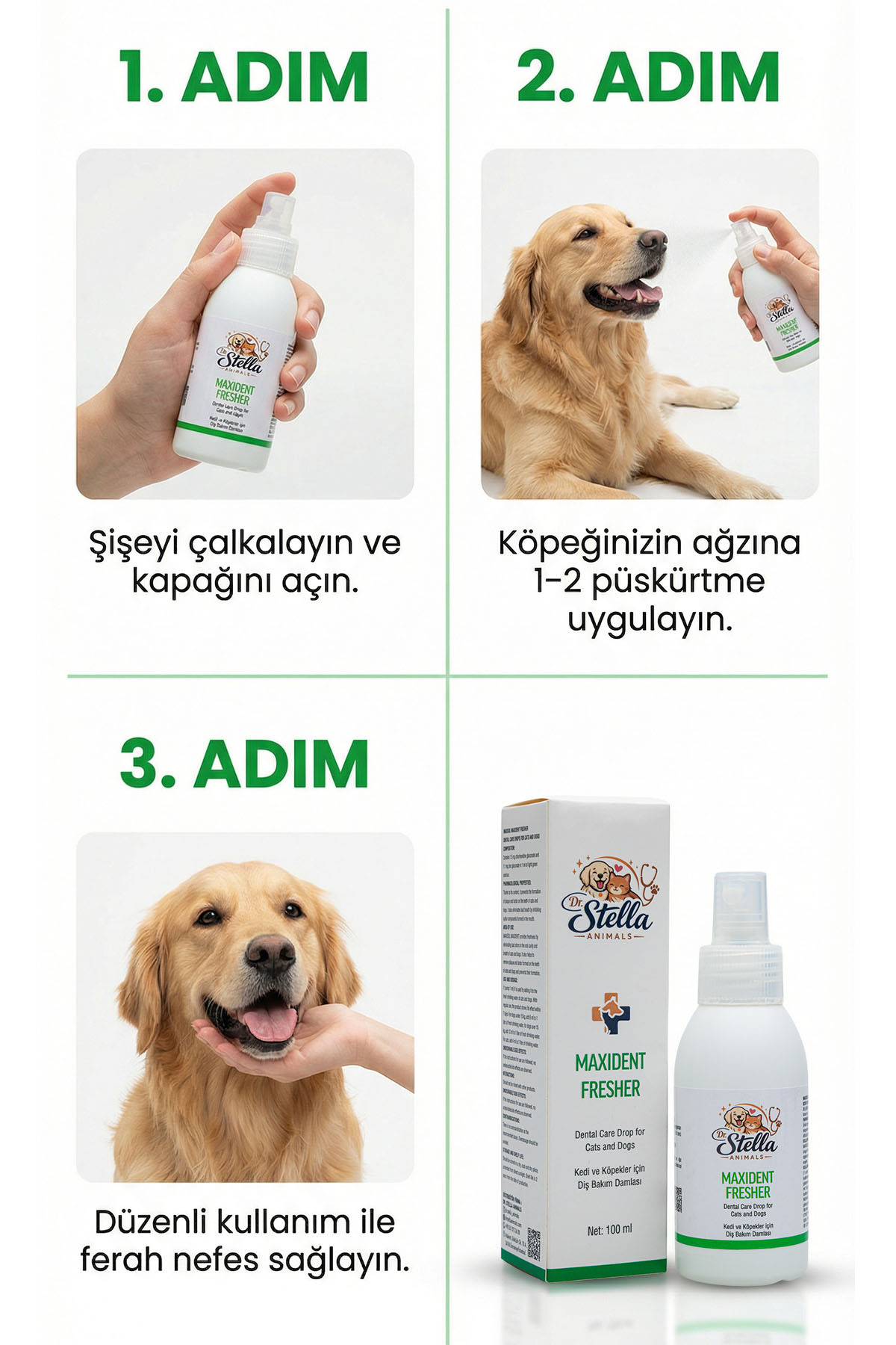 اسپری مراقبت دهان و دندان گربه و سگ دکتر استلا انیمالز Dr. Stella Animals Maxident Fresher، ۱۰۰ میلی‌لیتر