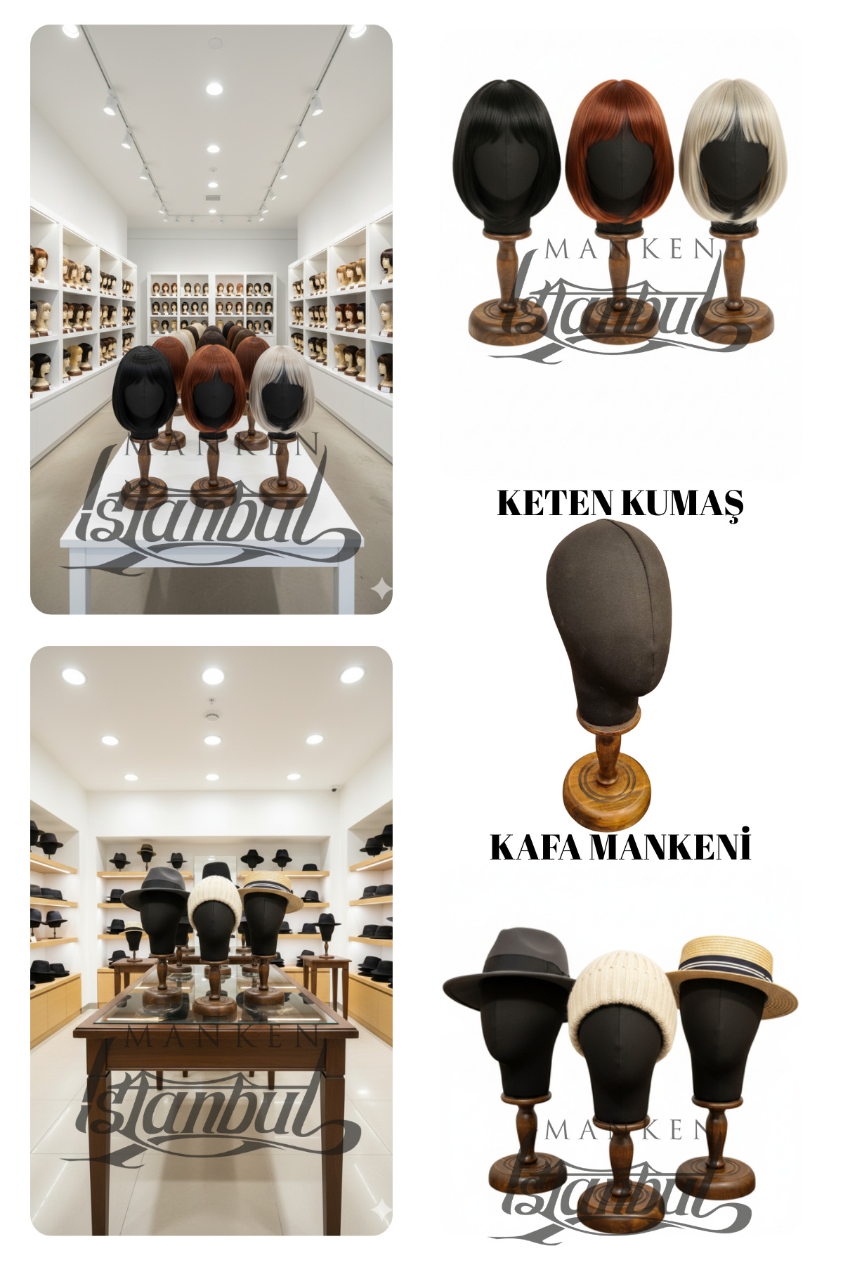 فیگور سر مانکن برای ارائه کلاه و گیس ستاره ویترین فروشگاه Manken İstanbul