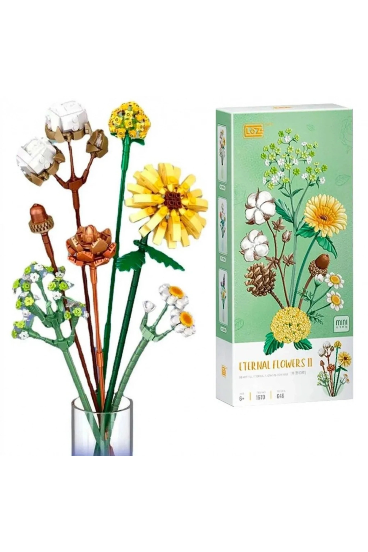 لگو و اسباب بازی های ساخت محور مجموعه بلوک مینی 646 تکه دسته گل – ETERNAL FLOWERS II 1670 از ترکیه Loz