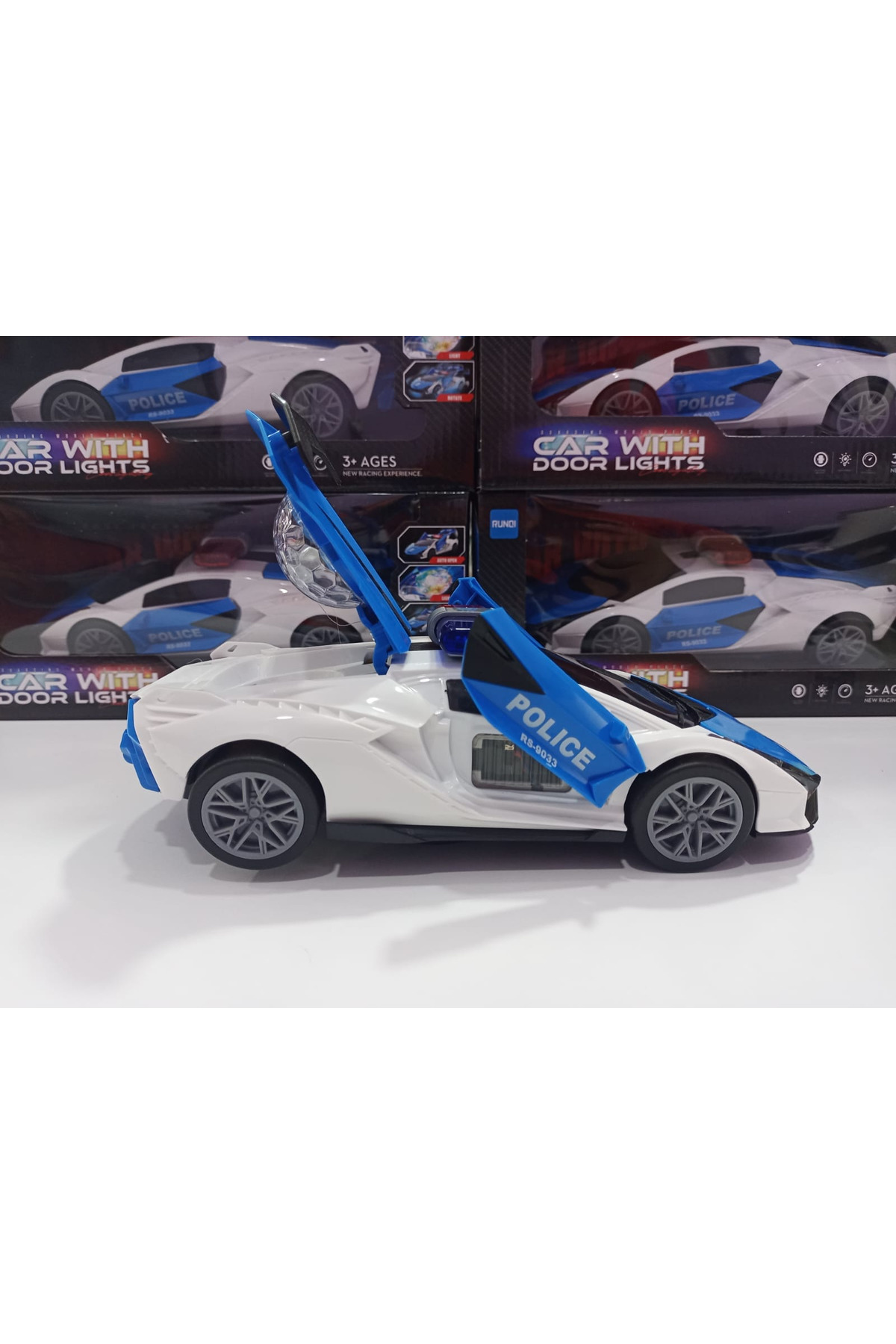 ماشین اسباب بازی پلیس چرخان 360 درجه بوگاتی با چراغ و موسیقی Boratila Toys