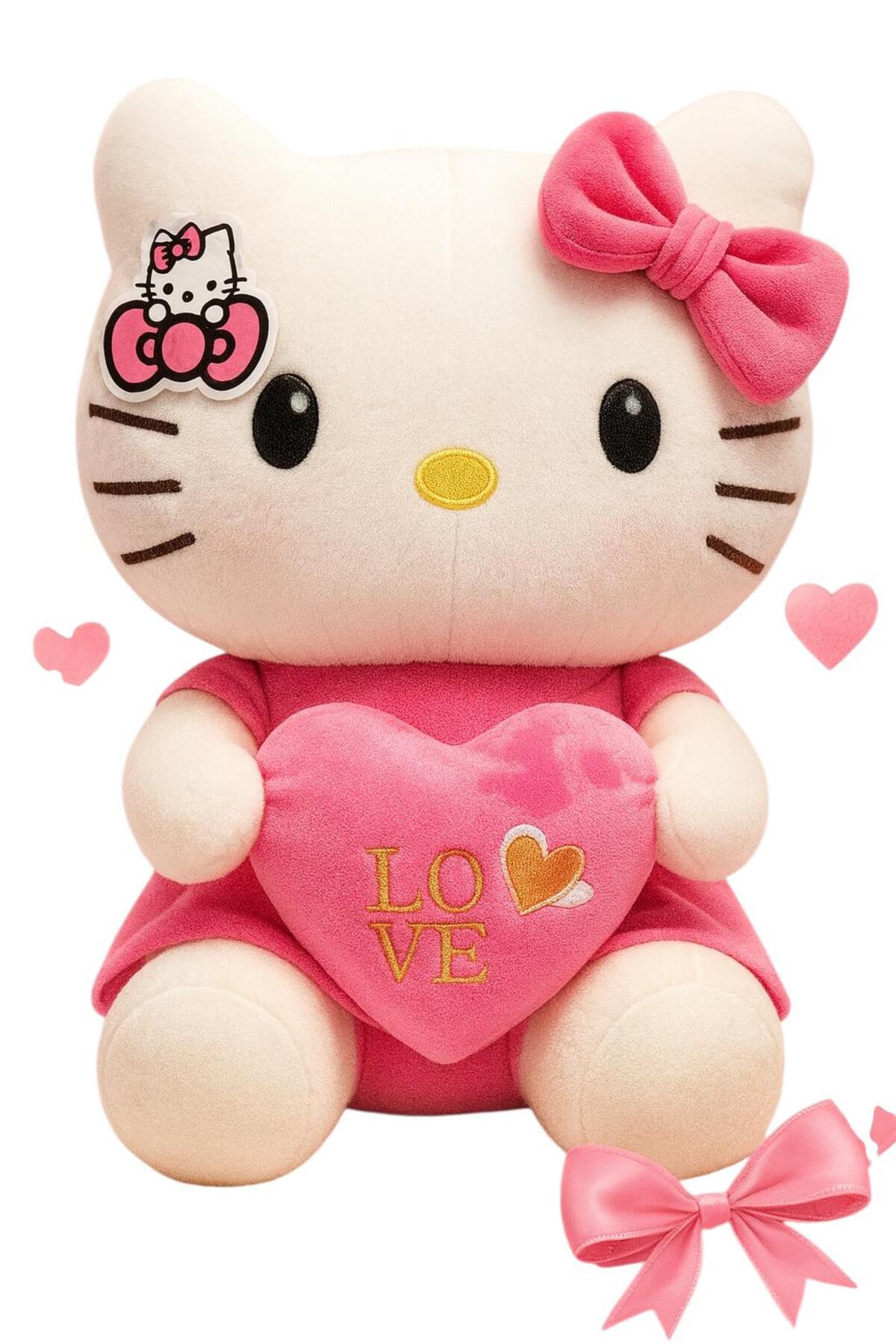 اسباب بازی های پشمی مخمل دار HELLO KITTY 35CM + کیف مخملی زیبا و نرم از ترکیه POLLYTOYS PELÜŞ OYUNCAKTA DÜNYA MARKASI