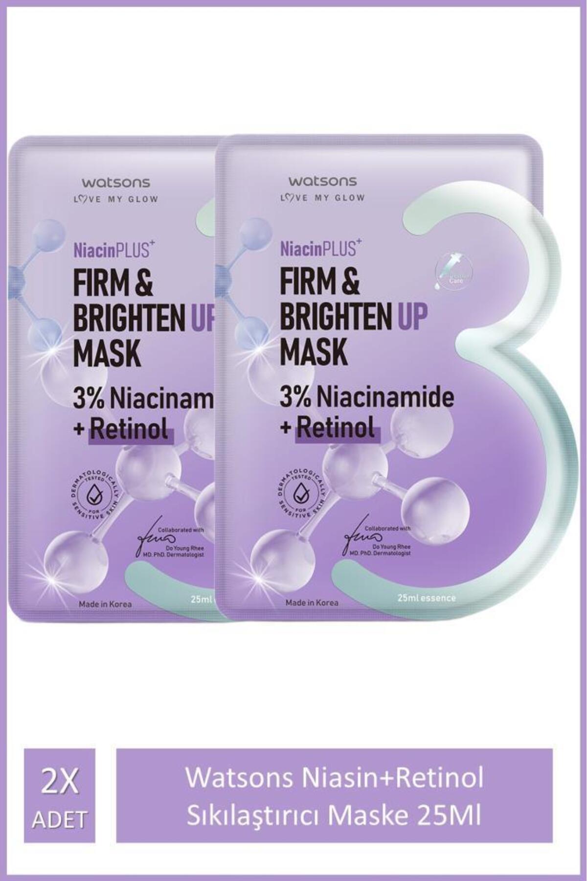 ماسک ورقه‌ای سفت‌کننده واتسونز Watsons نیاسین+رتینول، بسته ۲ عددی 25Ml