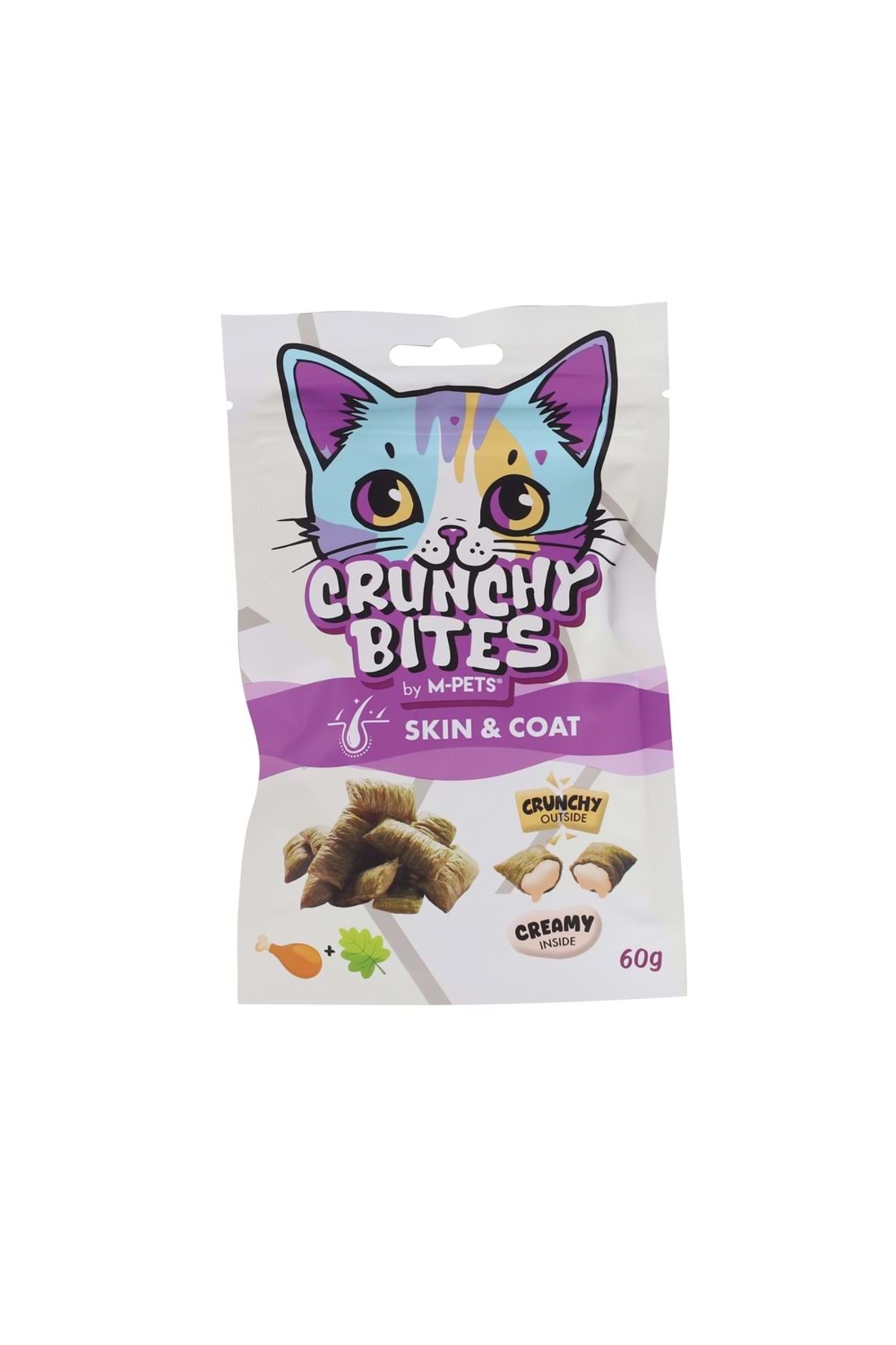 تشویقی عملکردی گربه Crunchy Bites Skin&Coat، ۶۰ گرمی، ام‌پتس M-PETS