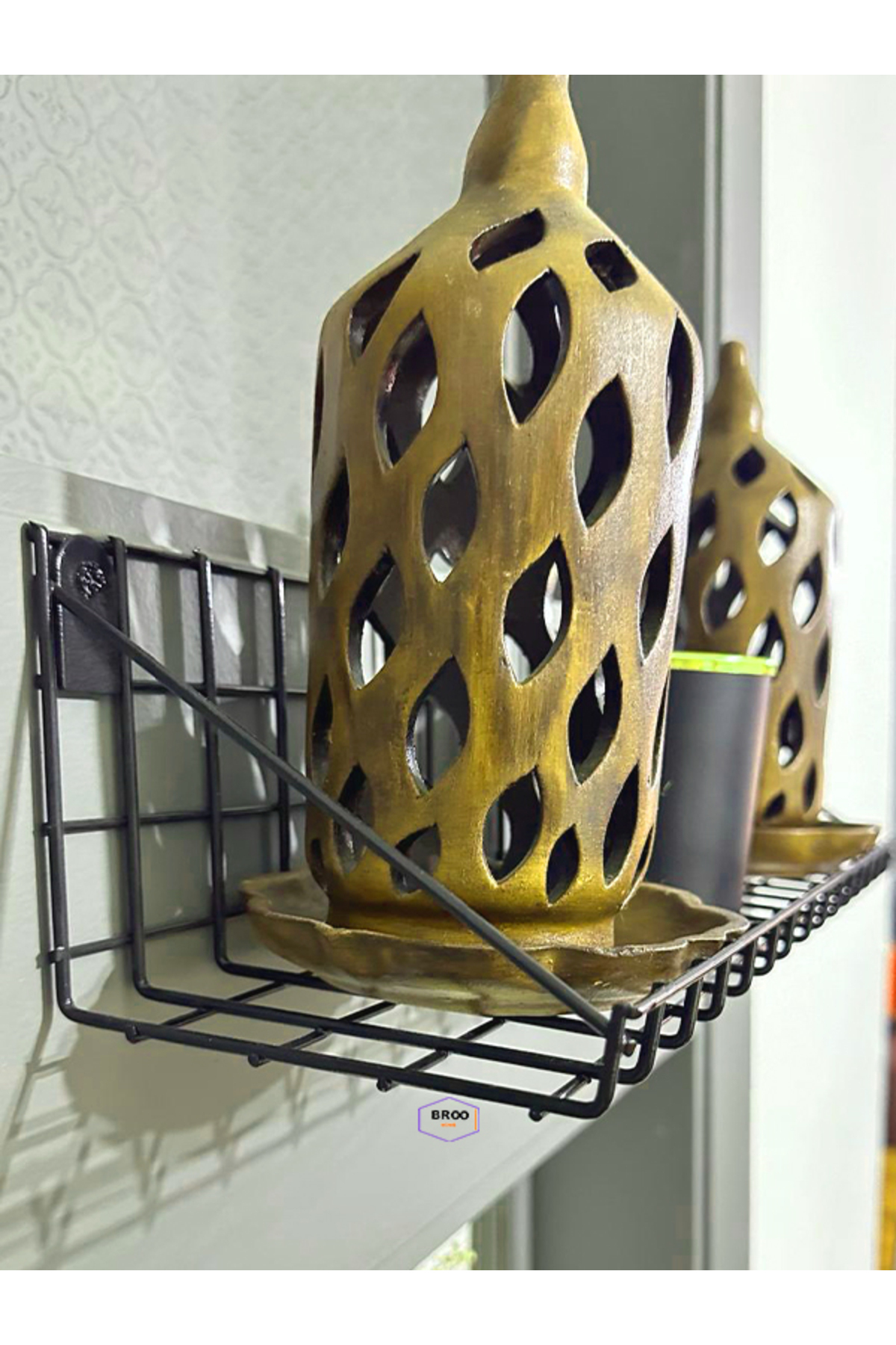 قفسه دیواری سیمی بروهوم BROOHOME مدل BDR31082023، ۴۳×۱۲×۱۲ سانتی‌متر مشکی