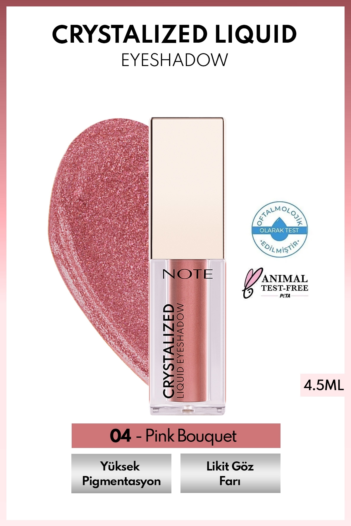 سایه چشم CRYSTALIZED LIQUID EYESHADOW METALLIC 04 PINK BOUQUET Note Cosmetics