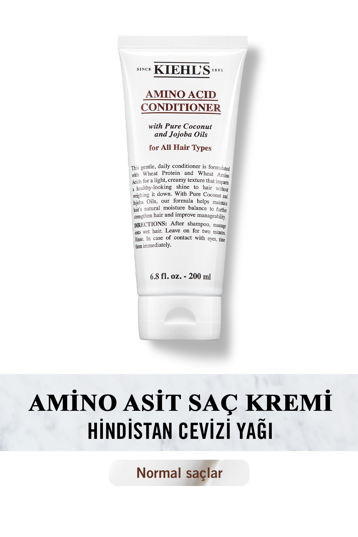 Kiehl's کرم مو با اسید آمینه برای موهای معمولی با روغن نارگیل 200 میلی لیتر