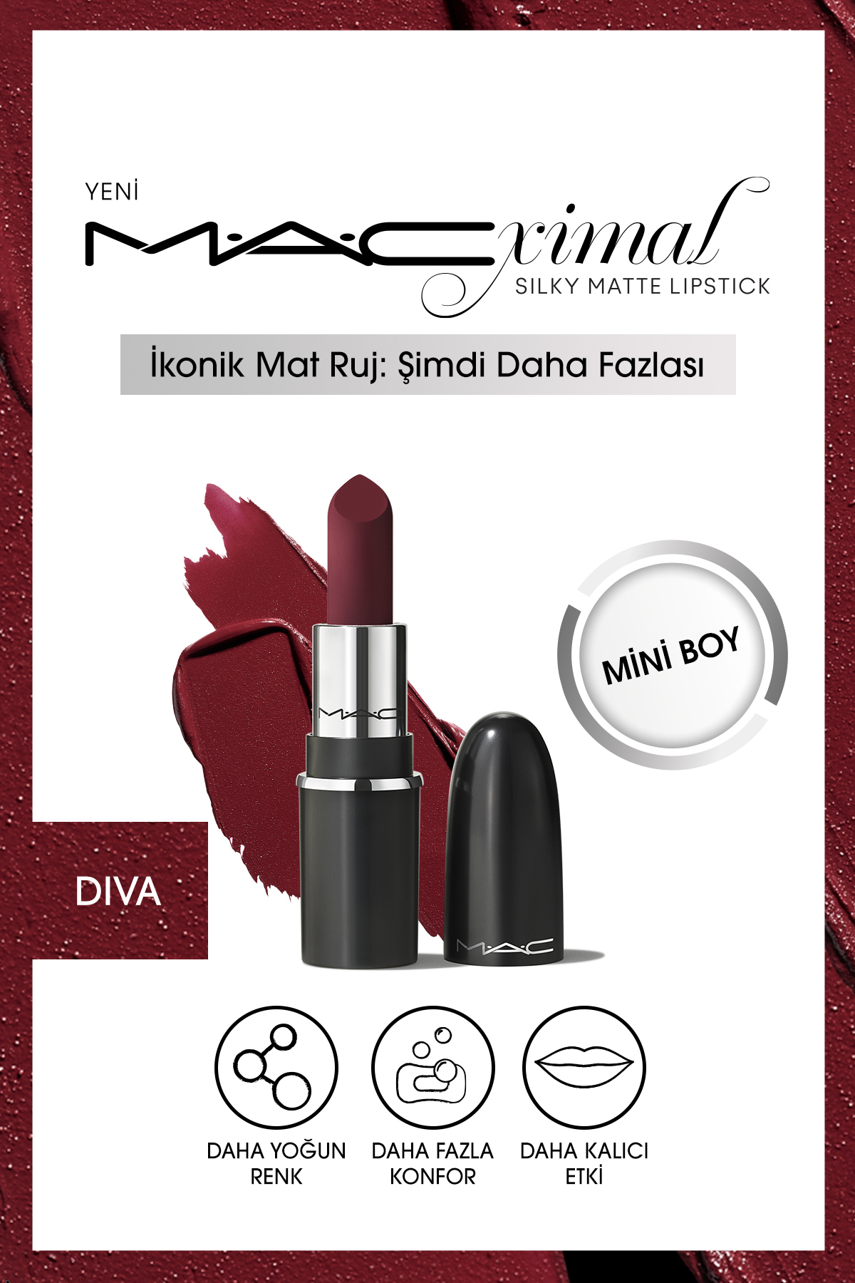 رژ لب MACXIMAL MINI MAC SILKY MATTE LIPSTICK DIVA Mac