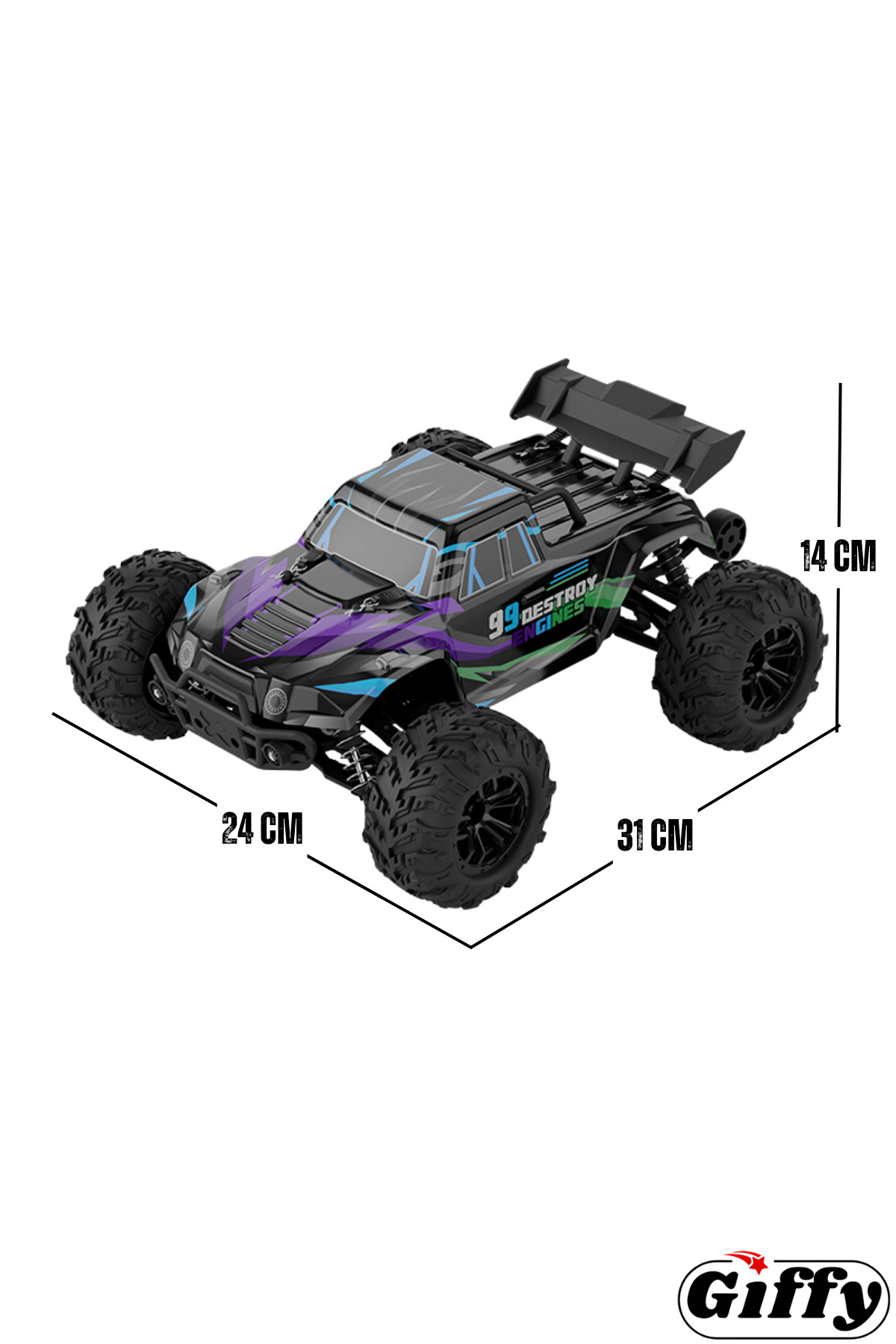 ریموت اسباب‌بازی ماشین با سرعت 50 کیلومتر 4X4 آفرود 1300 MAH جیپ چرخ بالا شارژی از ترکیه giffy