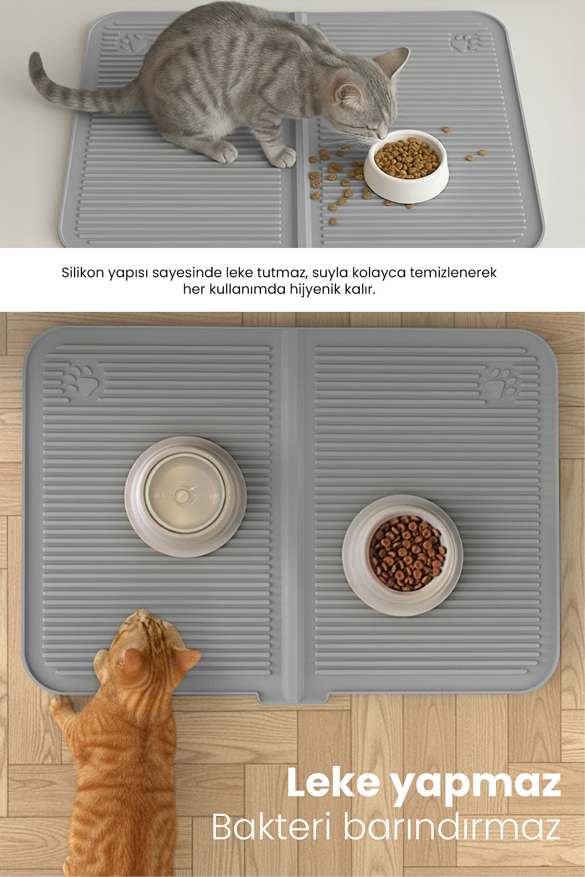 پادری سیلیکونی حوضچه‌دار و قابل شست‌وشوی گربه آتا هوم ATA HOME، مدل KKM-GRİ خاکستری