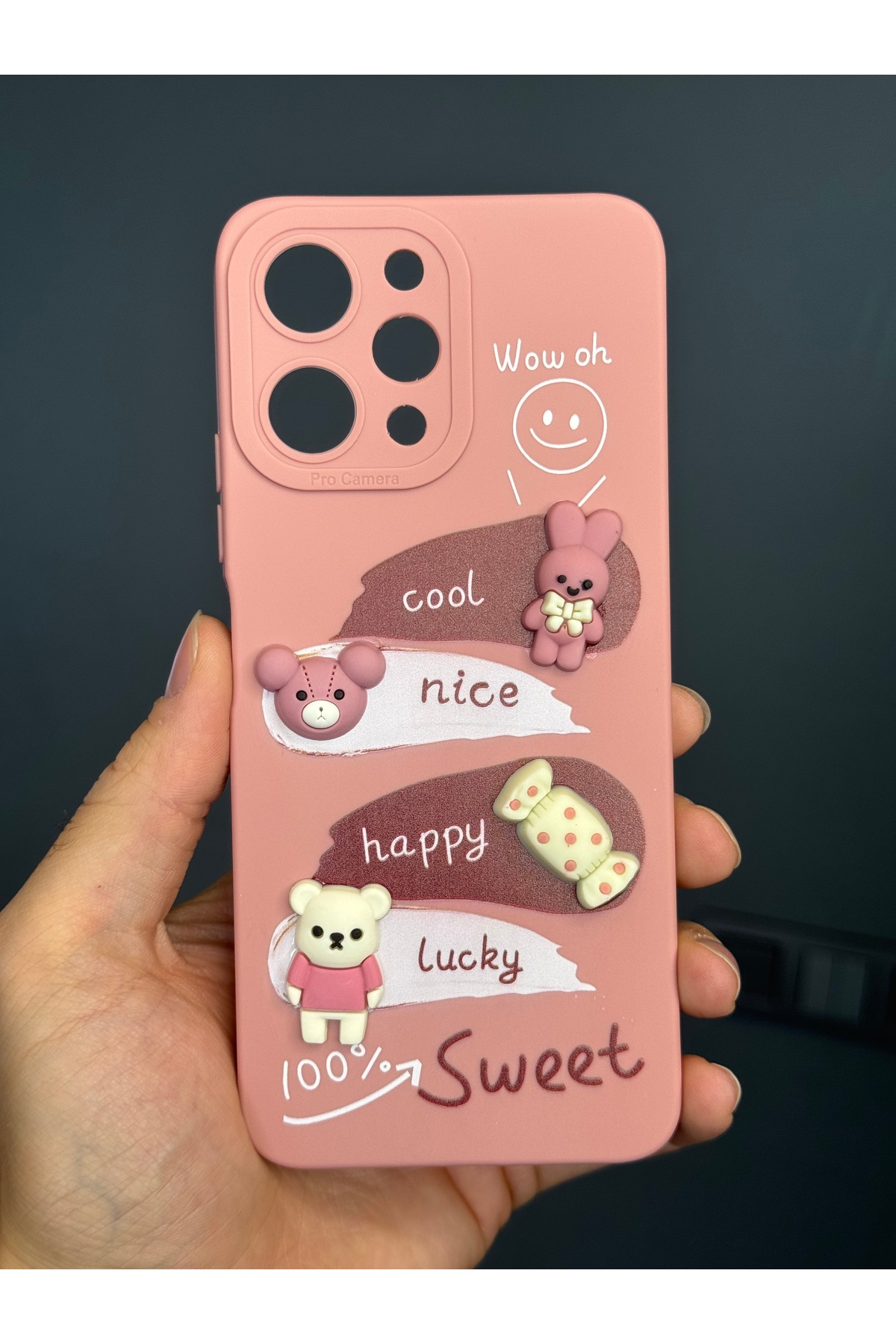 کاور و قاب محافظ ردمی 12 4G سازگار با دوربین طرح‌دار پوشش سیلیکونی نرم RABBIT PINK فیبکس Fibaks