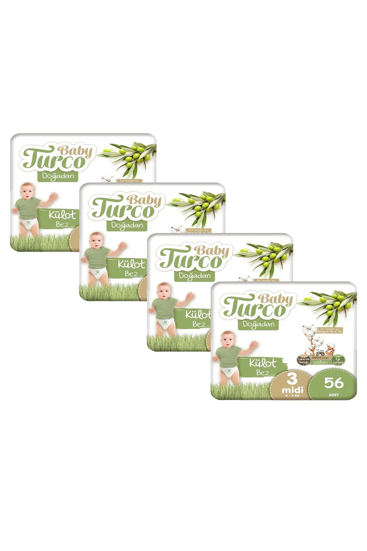 پوشک بچه شورت اکو دوغادان میدی شماره 3 بسته 4 56 X 224 عدد اورجینال Baby Turco