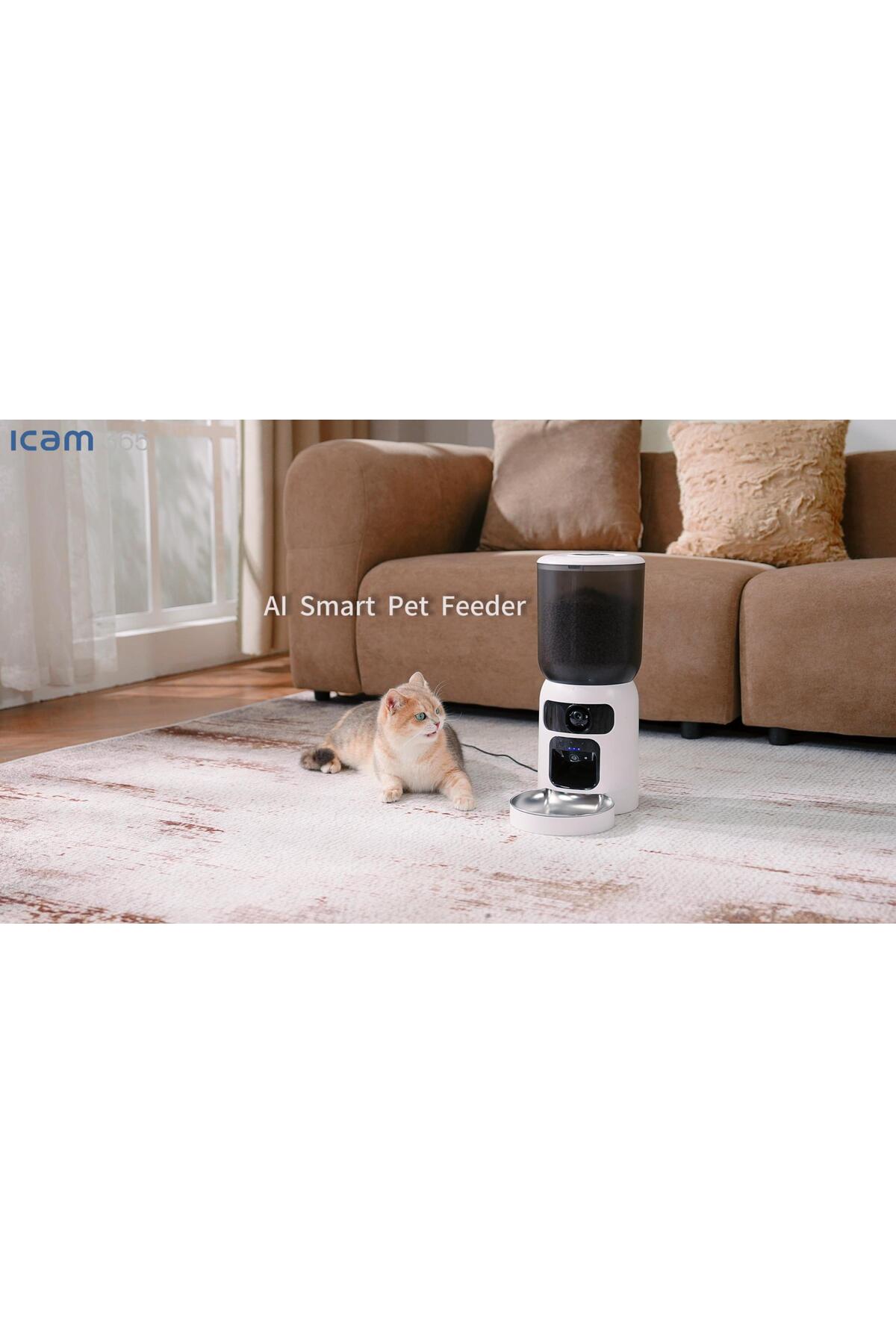 غذادهنده خودکار گربه و سگ آی‌کم 365 ICAM 365 مدل Icam365PF، ۵ لیتر با دو دوربین و کاسه فولادی