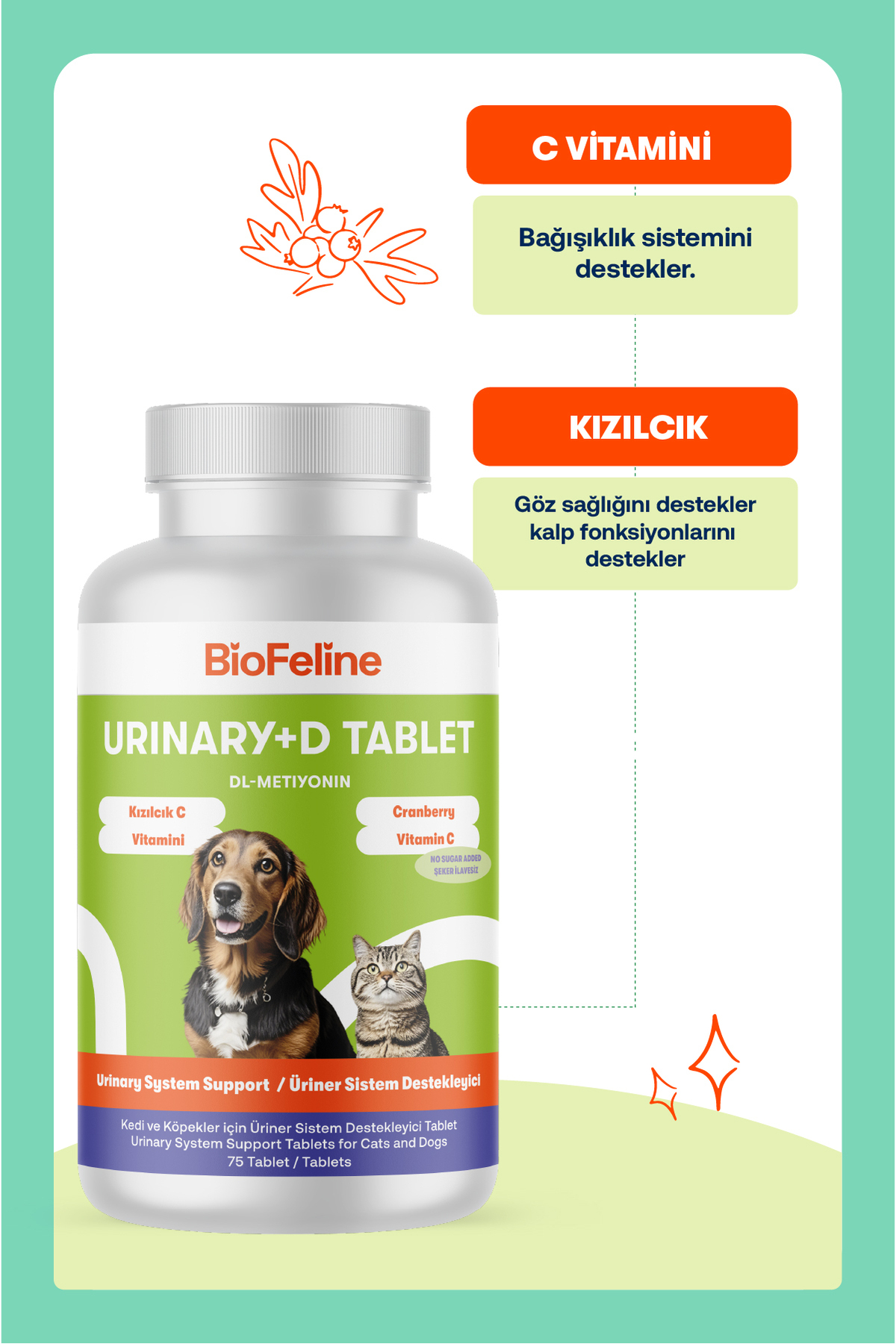 مجموعه قرص گربه و سگ بایوفلین BioFeline؛ گلوکزامین، ادراری، Immune C و MSM