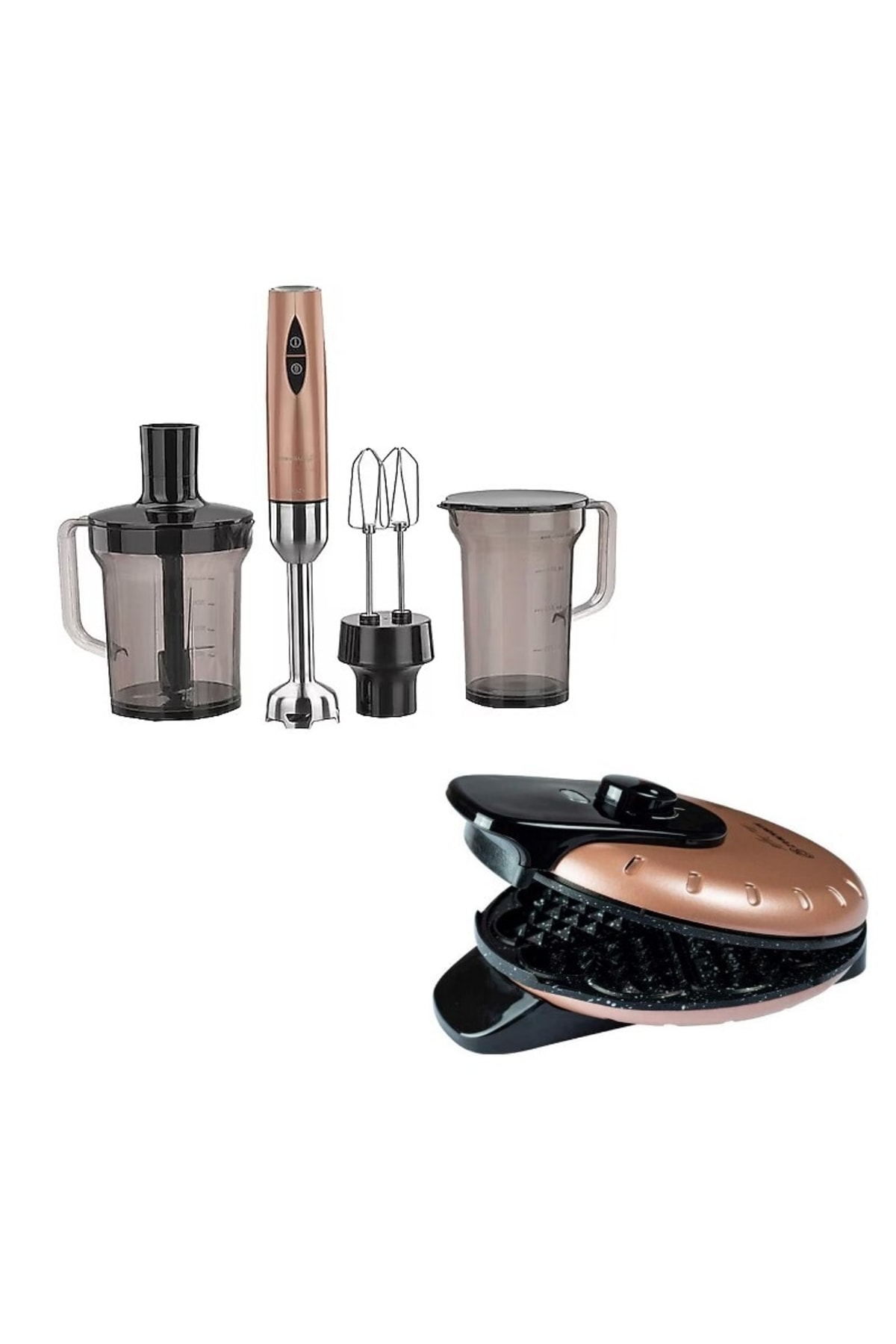 ست مخلوط کن مگا بلندر ورتکس ROSAGOLD A445 05 &amp; MIA WAFFLE MAKER A319 03 ویژه اورجینال KORKMAZ