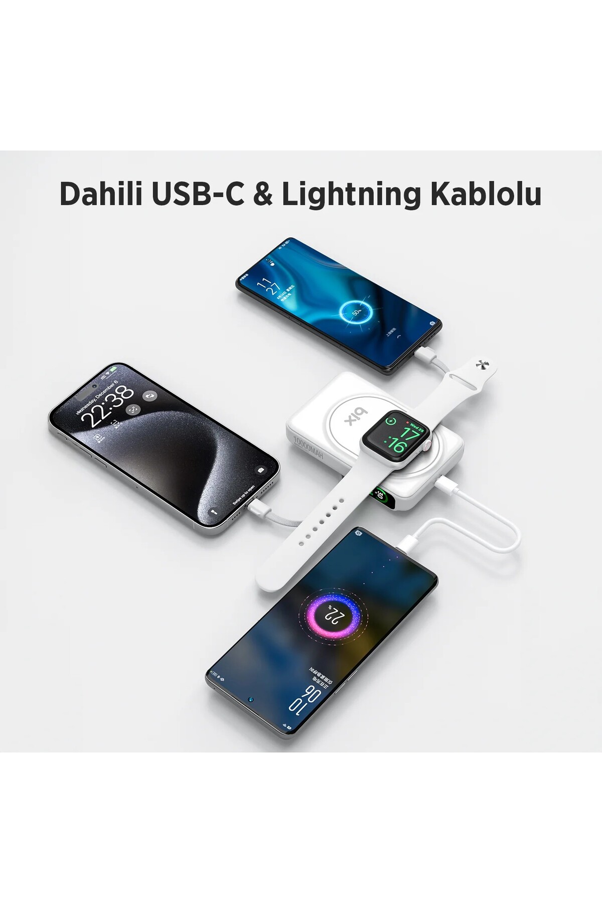 پاوربانک بی سیم مغناطیسی با صفحه نمایش اولد TPB16 10000 ماهه شارژ سریع 20 واتی و 15 MAGSAFE سفید اورجینال Bix