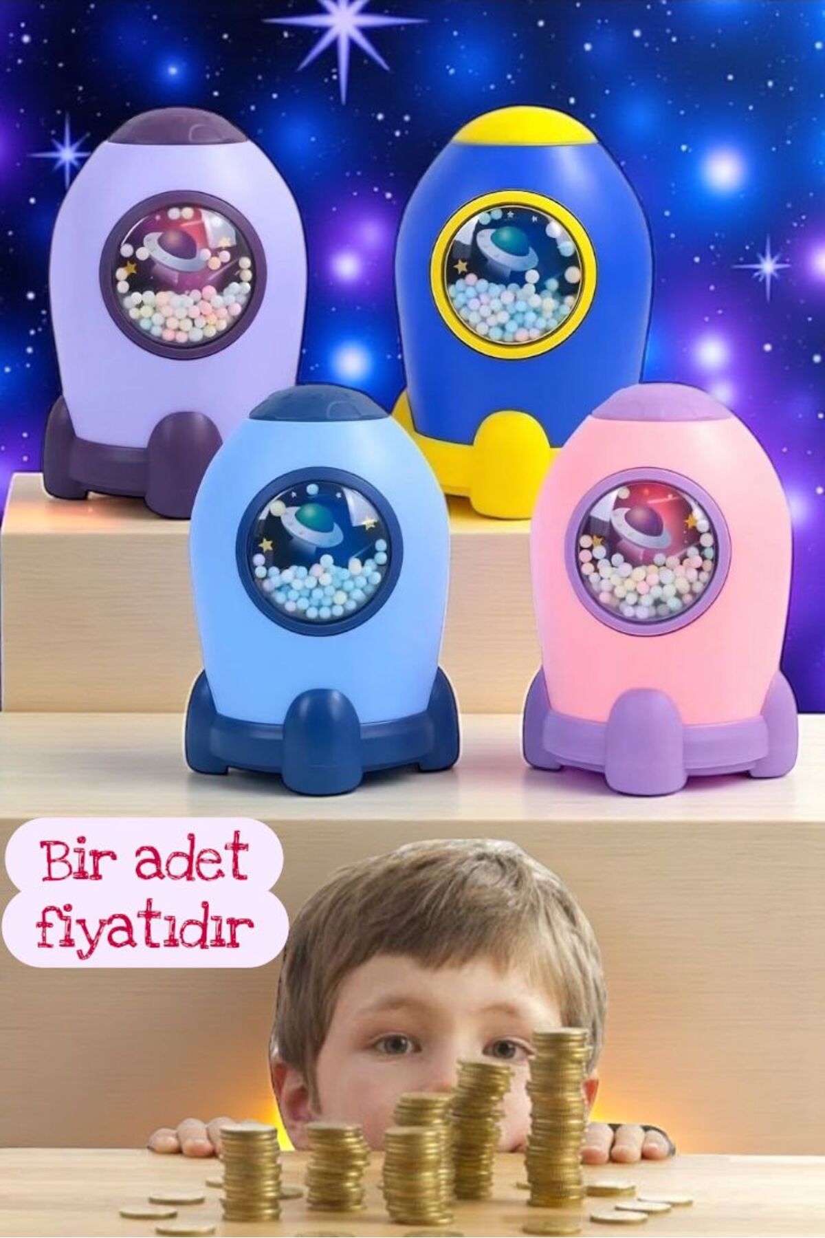 عروسک های اسباب بازی و لوازم جانبی 03591 METAL TOY ROCKET PIGGY BOX با رمزگذاری یک تکه است BYCEGU