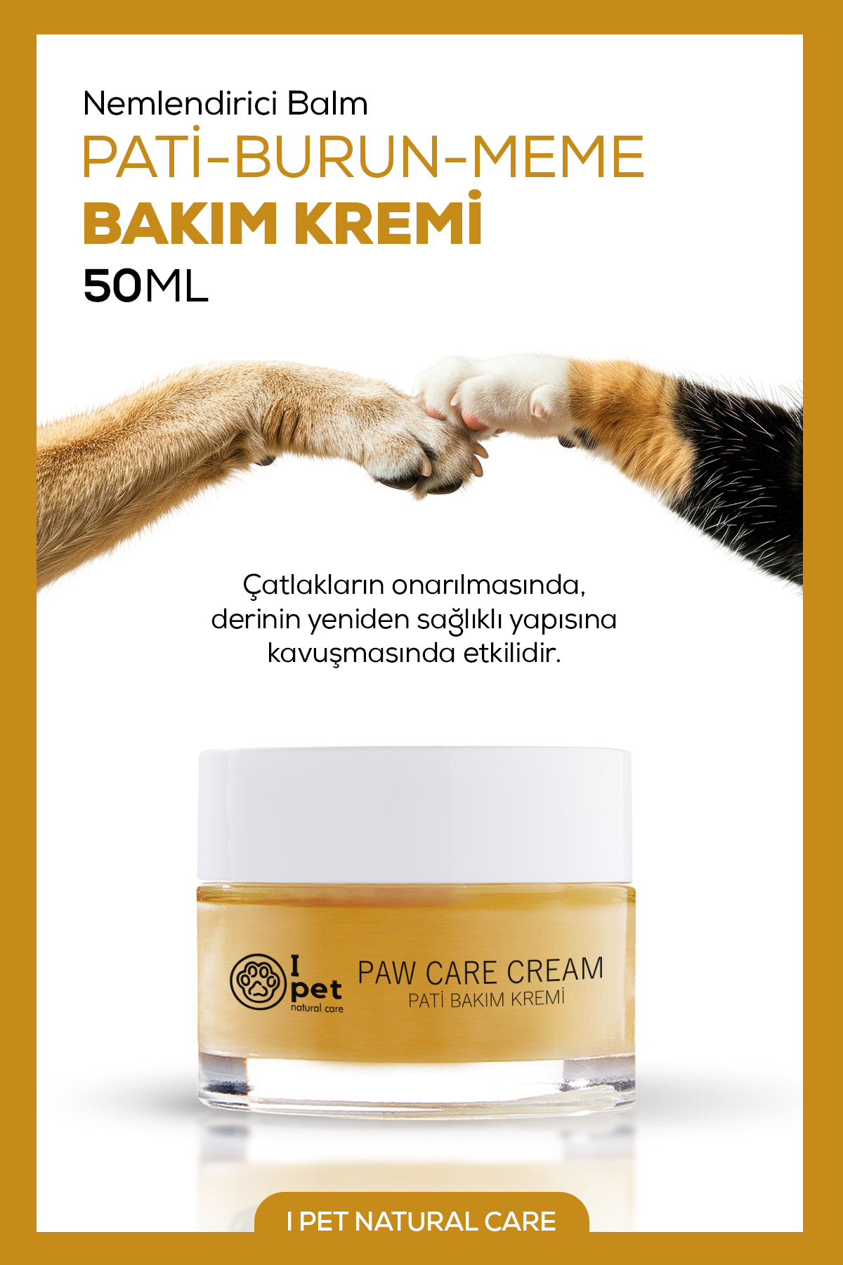 کرم مراقبت از پنجه گربه و سگ آی پت نچرال کر I PET NATURAL CARE، مرطوب‌کننده طبیعی و وگان، ۵۰ میلی‌لیتر