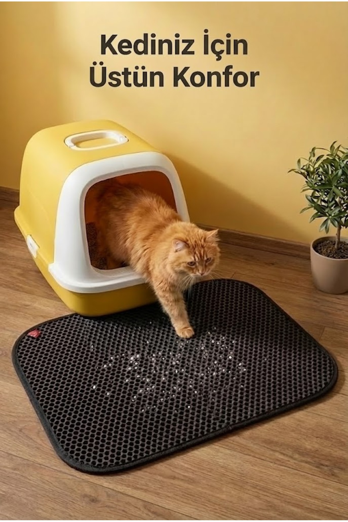 زیرانداز جلوی خاک گربه پاگالو Pugalo CleanPaw Premium، دولایه با سوراخ‌های پهن مشکی