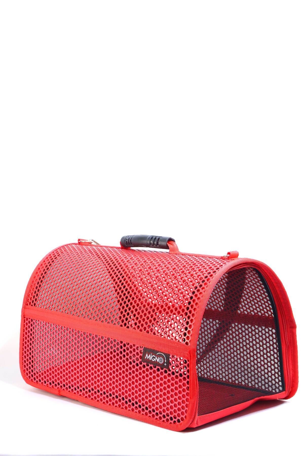 کیف حمل شانه‌ای گربه و سگ میگنو Migno مدل Flybag Voyager قرمز توری