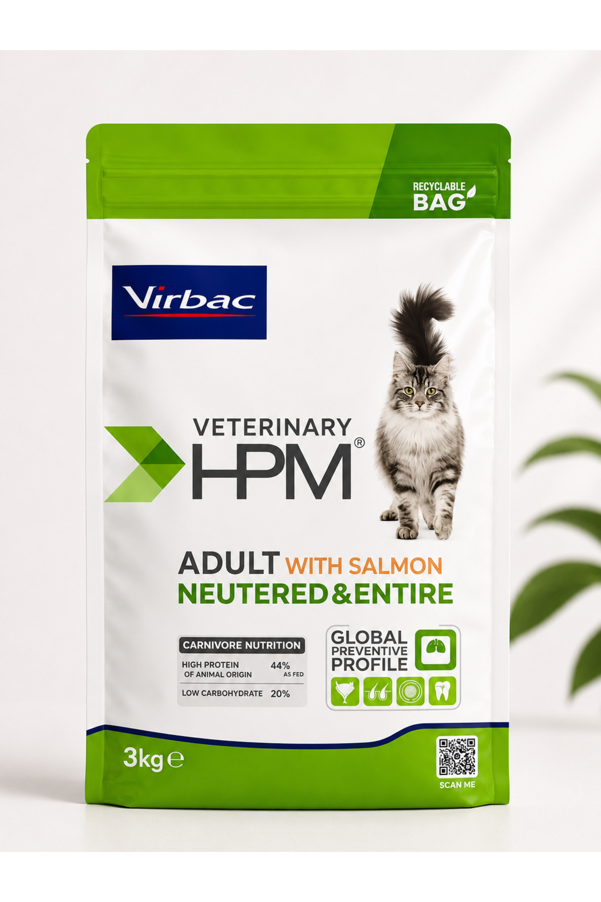 غذای خشک گربه بالغ ویر‌بک Virbac Veterinary HPM Adult با سالمون، ۳ کیلوگرم