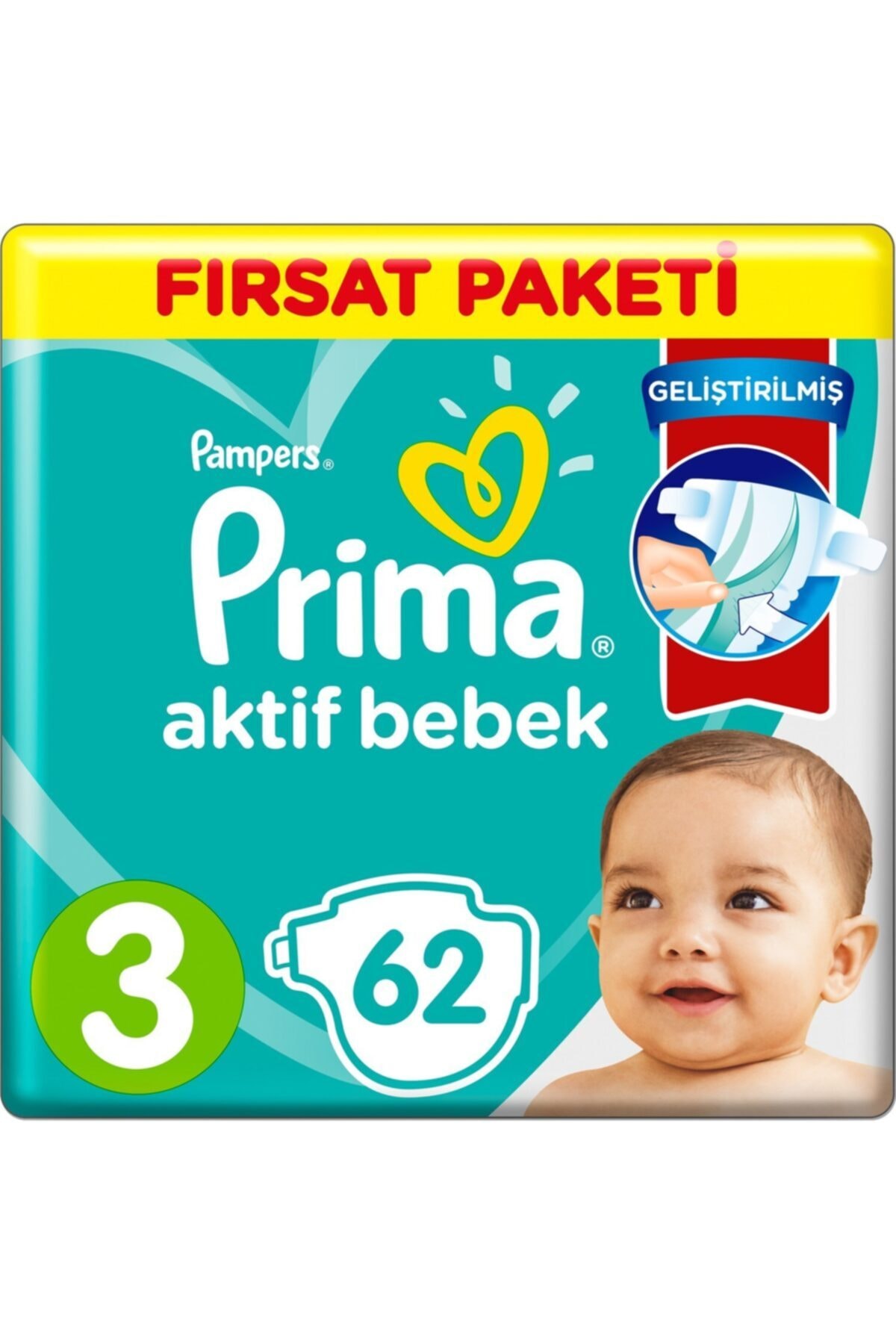 پوشک بچه بسته فرصت کودک ACTIVE BABY SIZE 3 62 X 4 PIECES 248 اورجینال Prima
