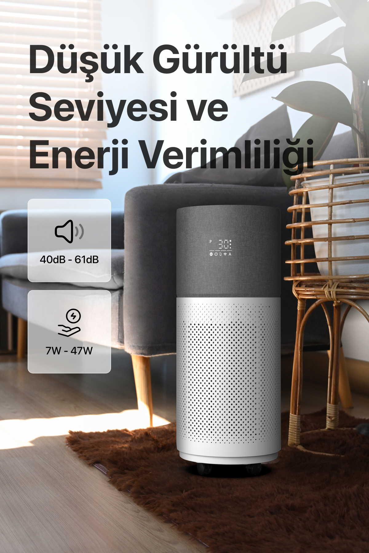 دستگاه تصفیه هوای زنون اسمارت Xenon Smart X7420، پوشش ۷۰ مترمربع، CADR ۵۵۰ m³، فیلتر HEPA و کربن unisex خاکستری