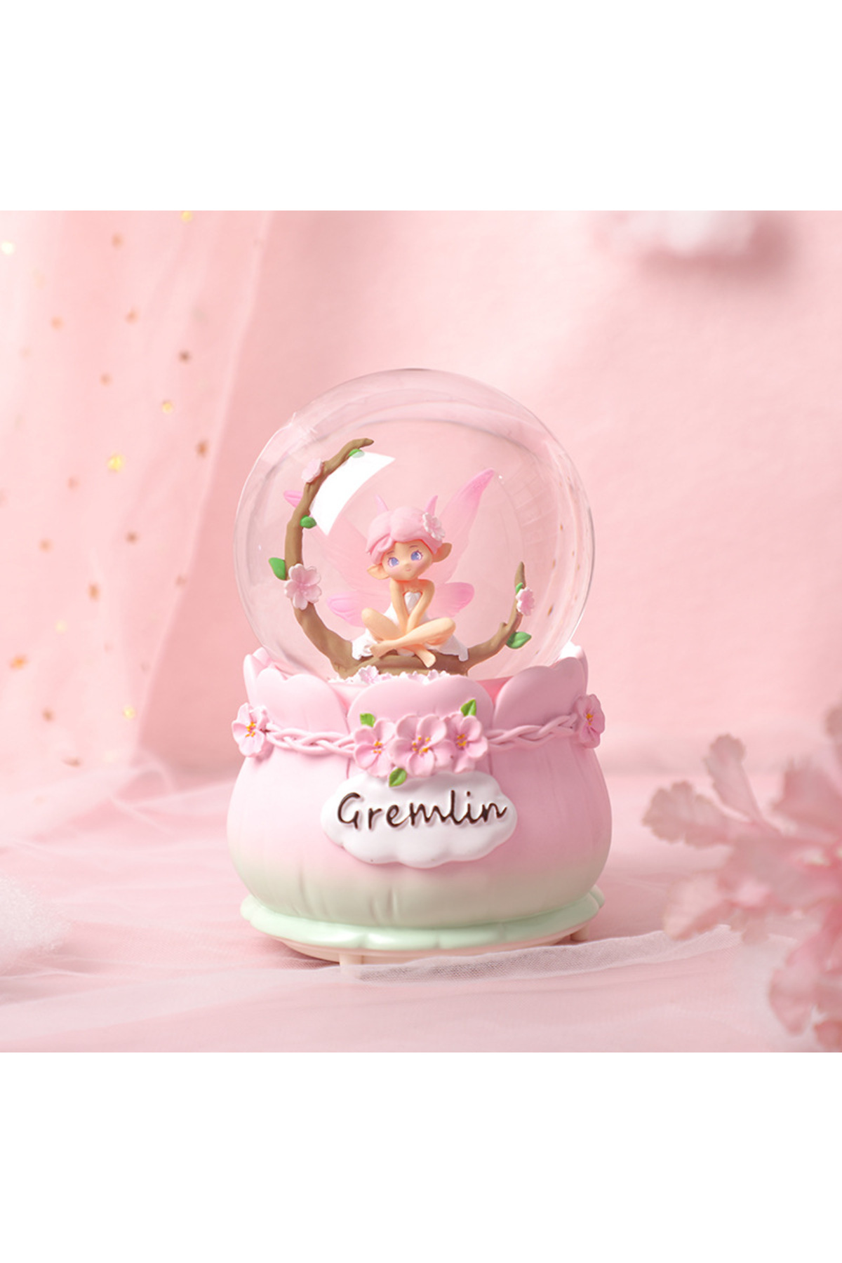 گوی برفی SNOW GLOBE سایز بزرگ FLOWER GIRL با چراغ موسیقی اسپری رنگارنگ 16X12 از ترکیه Livava
