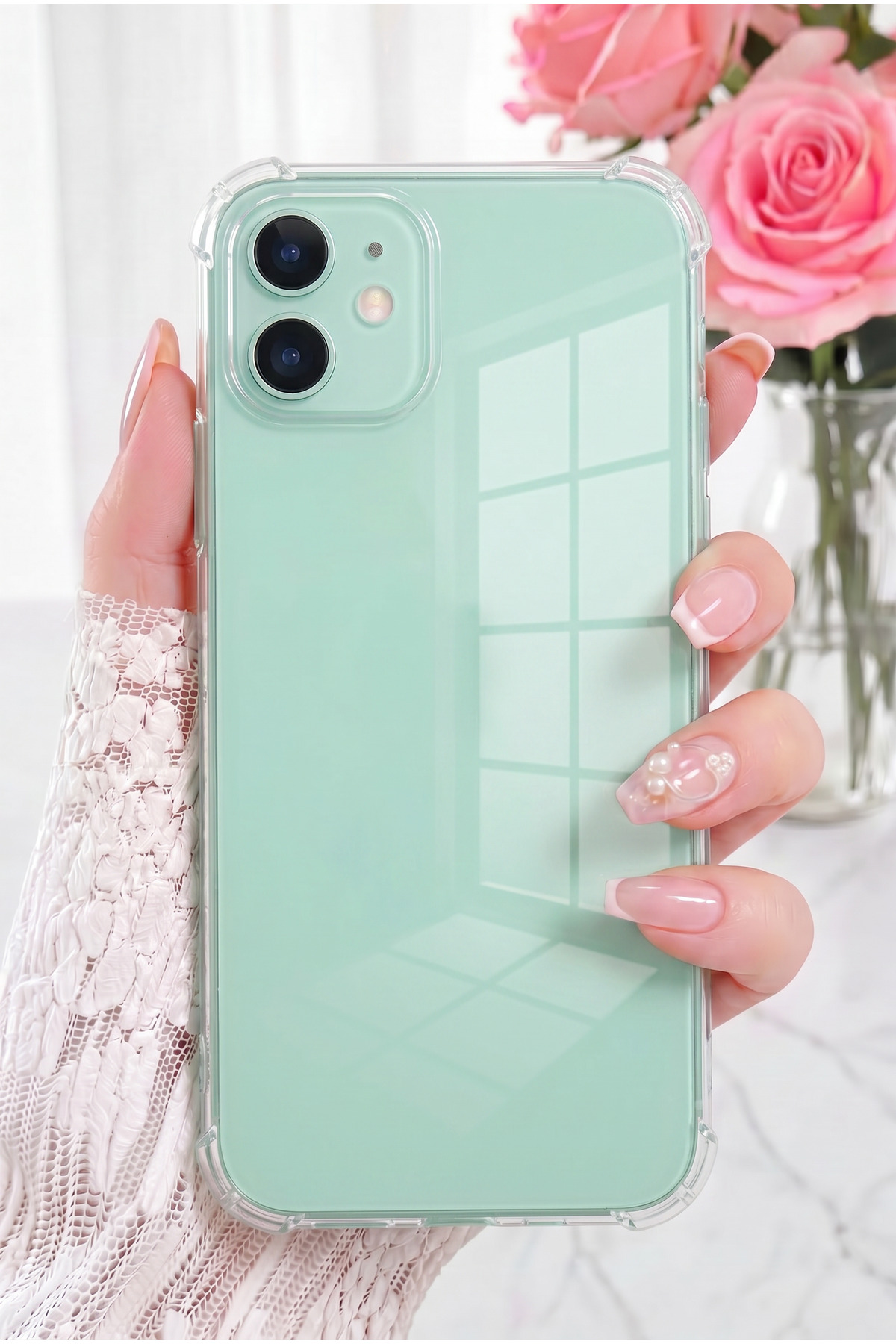 کاور و قاب APPLE IPHONE 11 کیس سازگار با کیسه هوای کریستال سخت کامپیوتر ضد ضربه سیلیکون شفاف لبه جذب شوک فیبکس Fibaks
