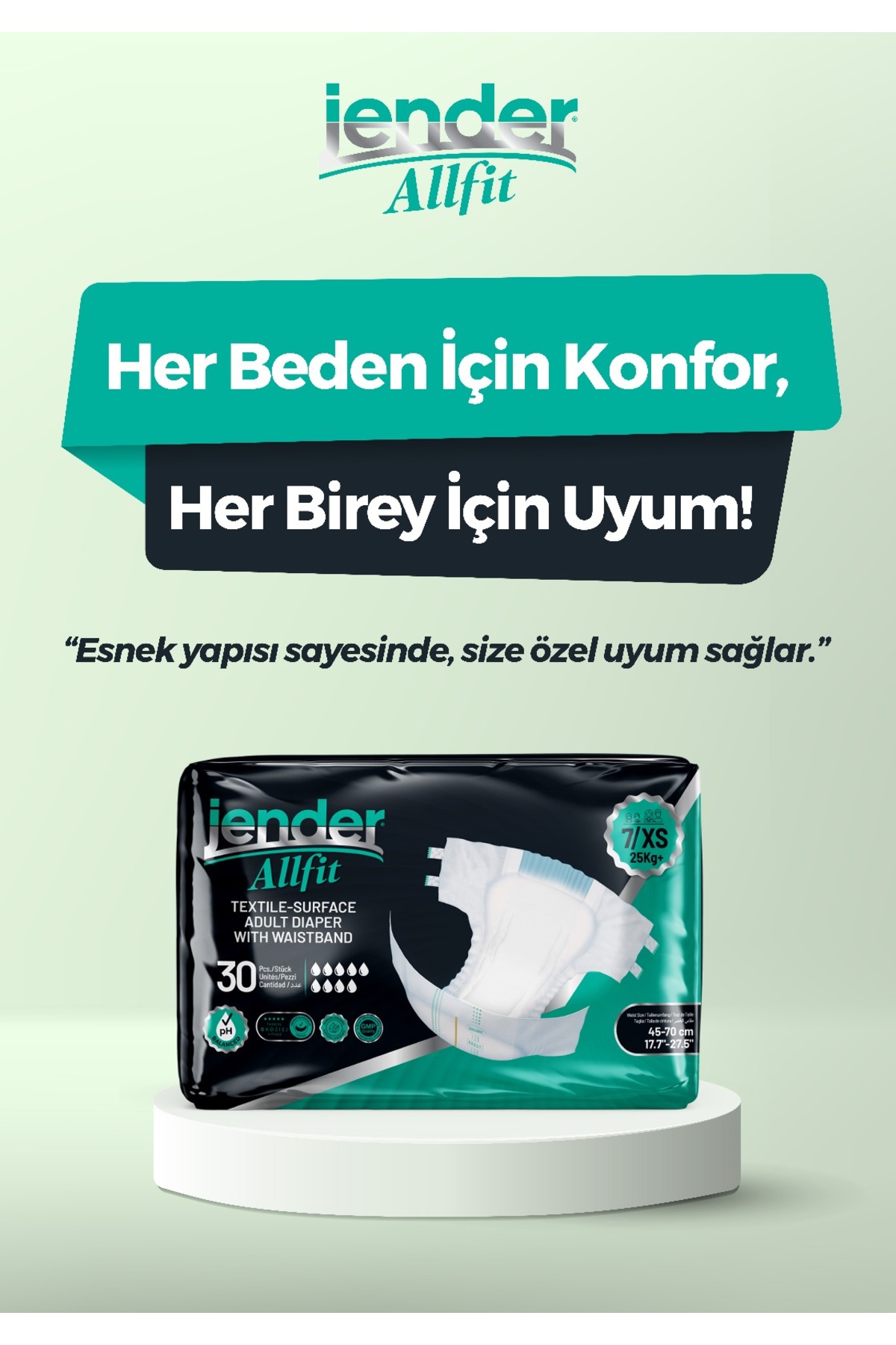پوشک بچه ALL FIT XS با کمربند 25+ کیلوگرم سایز ویژه 30 اورجینال JENDER