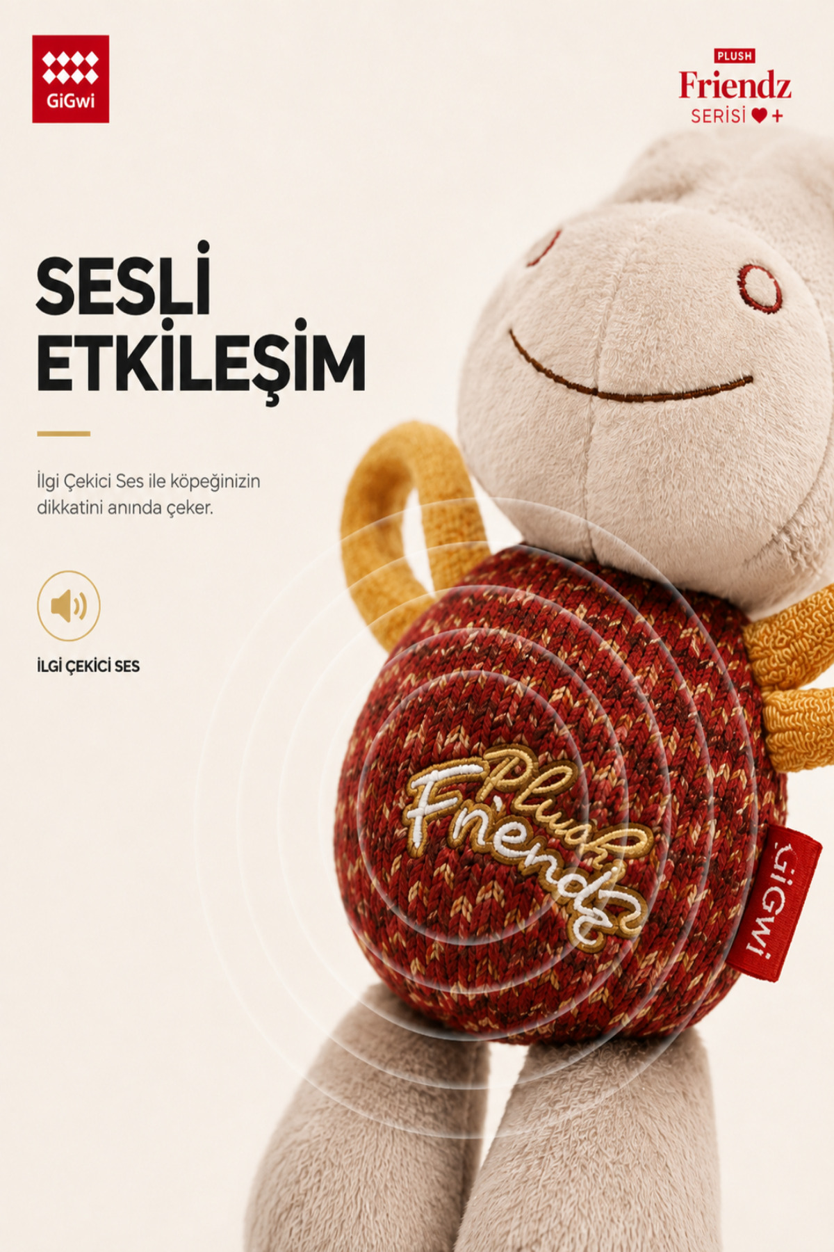 اسباب‌بازی پولیشی سگ به شکل الاغ گیگ‌وی Gigwi، سری Plush Friendz، مدل 9809، زرشکی