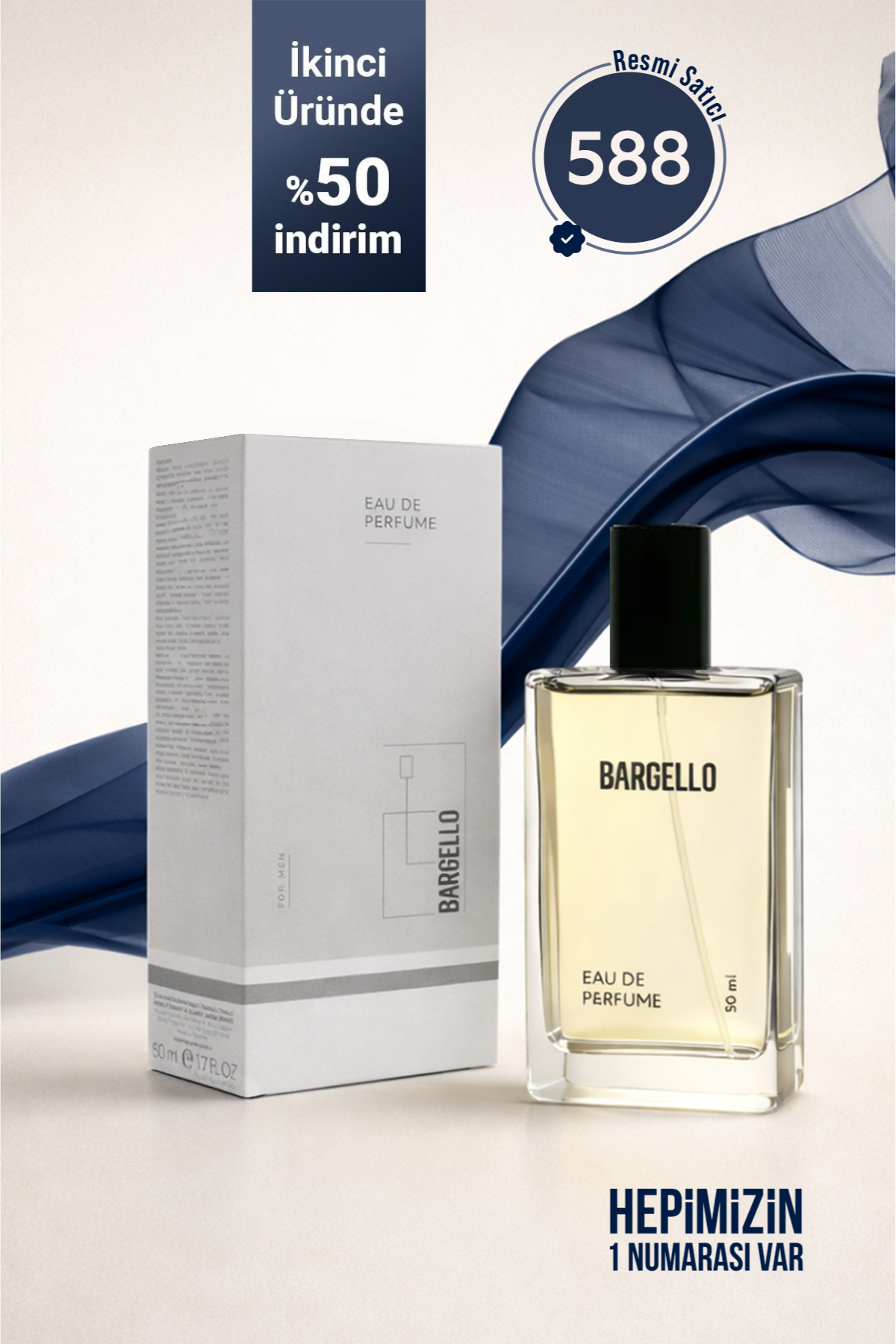 عطر مردانه 50 میلی لیتری 588 با رایحه گلدار Bargello