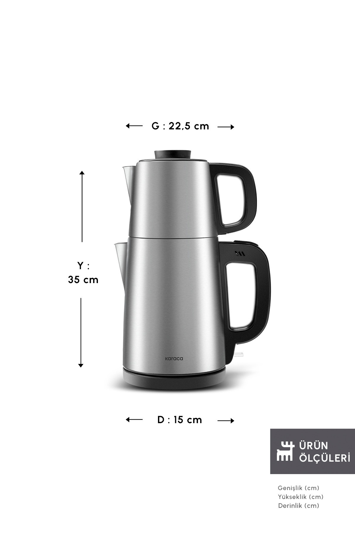 چای ساز دمنوش 2 در 1 کتری استیل INOX مشکی اورجینال Karaca