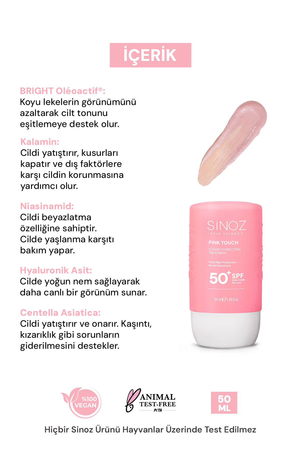 کرم ضد آفتاب صورت TOUCH FONDY TOWNIST ترمیم مرطوب کننده صورتی SUN SPF50 Sinoz