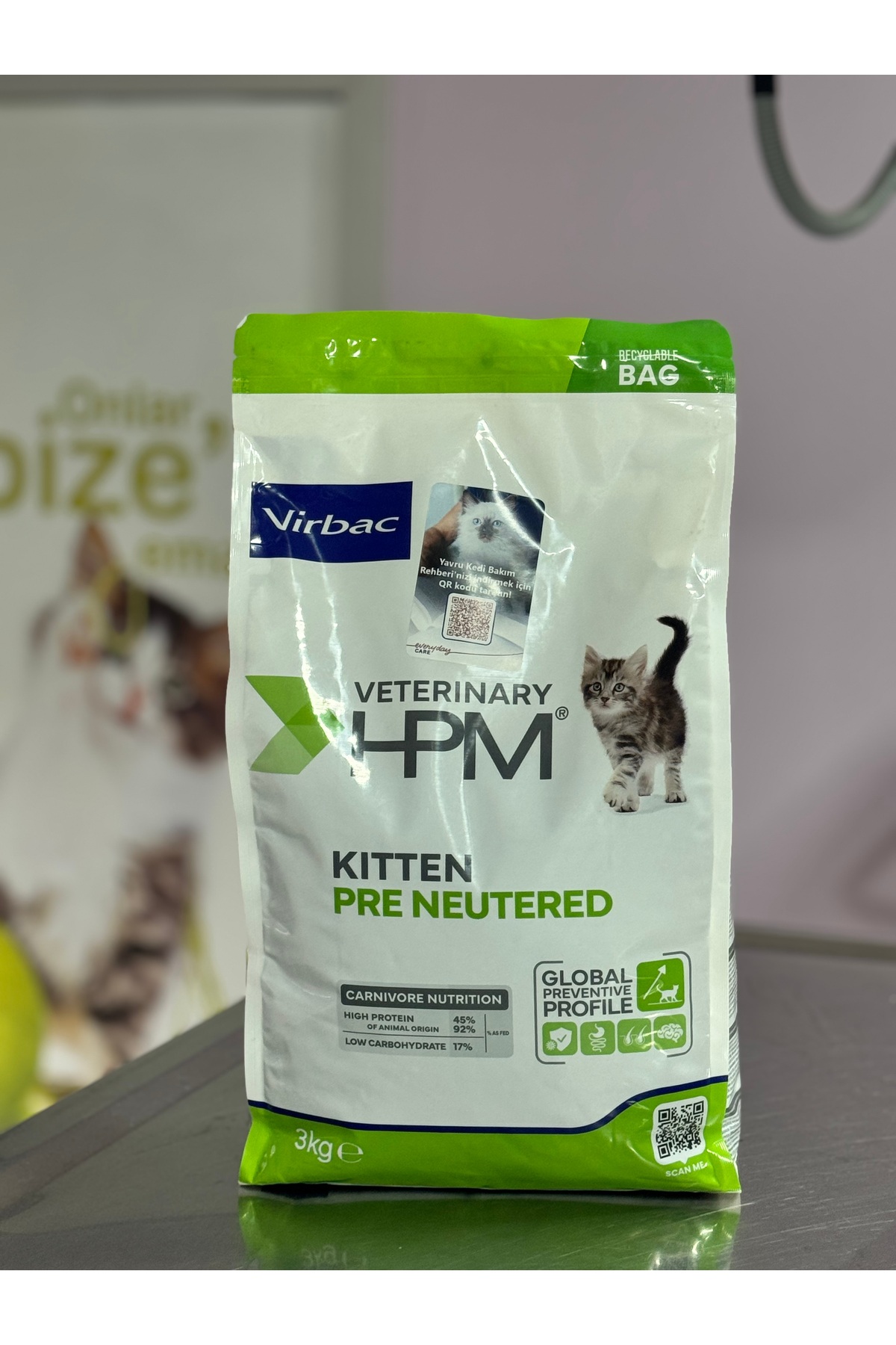غذای خشک گربه ویربک Virbac Kitten Preneutered، ۳ کیلوگرم