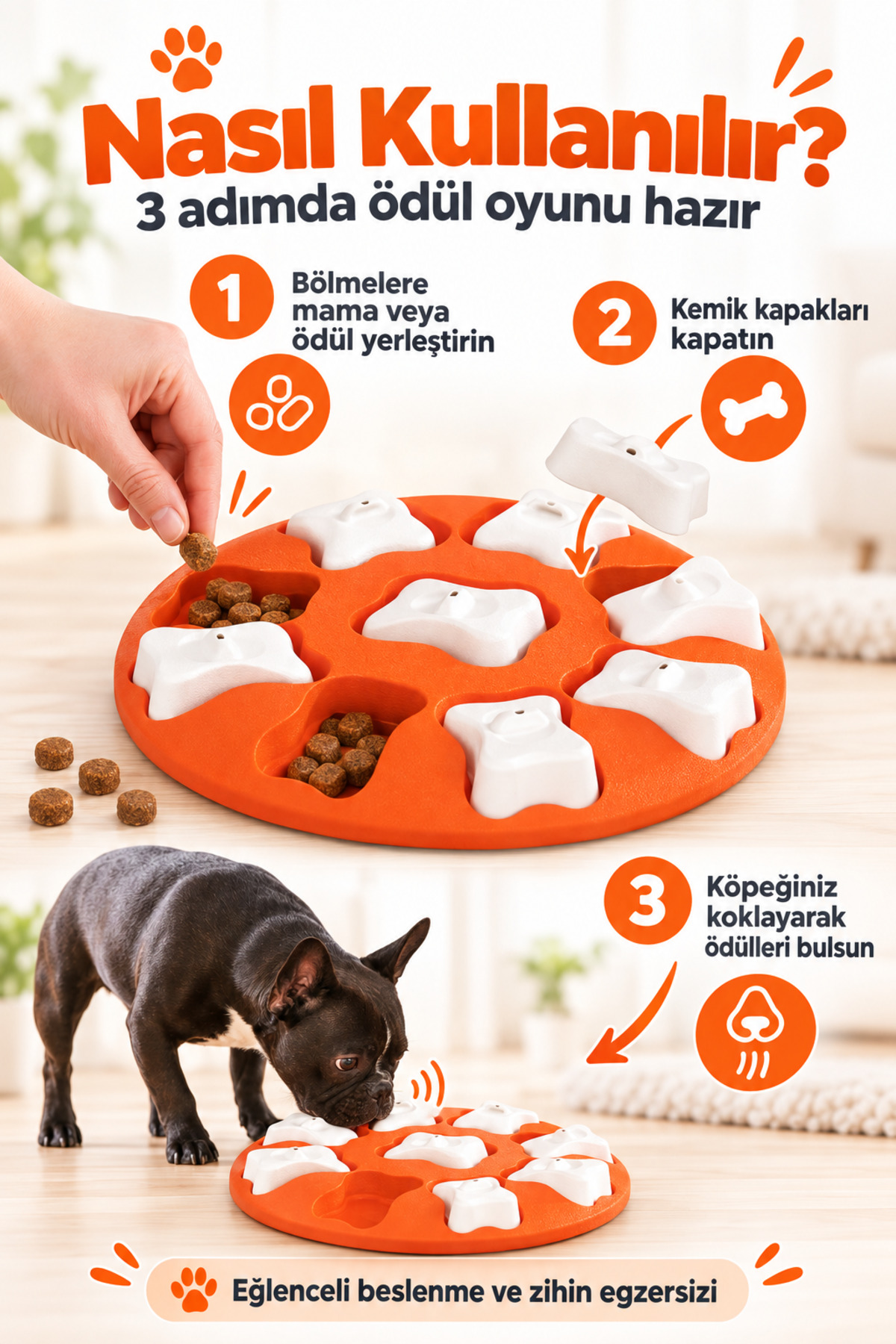 اسباب‌بازی فکری تعاملی سگ و ظرف غذا Dog Smart از اوتوارد هاوند Outward Hound، مدل PG1492، بژ