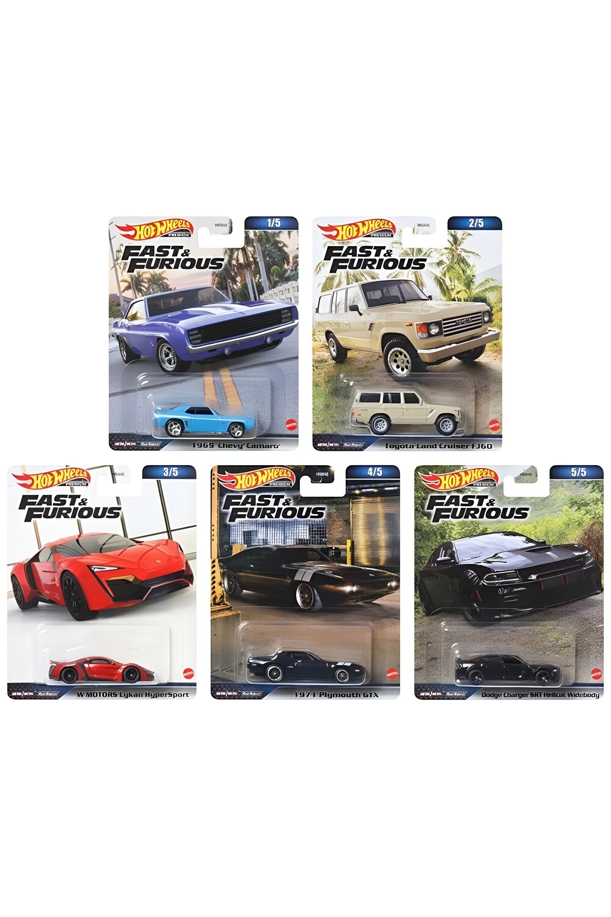 مدل خودرو ست 5 تایی HNW46 سریع و خشمگین اورجینال HOT WHEELS