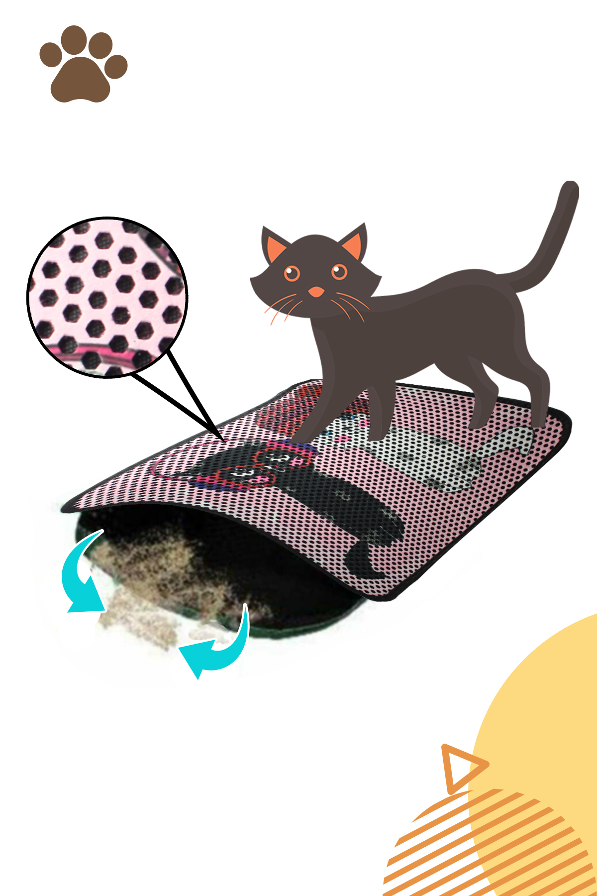 پاد جمع‌آوری خاک گربه الک‌دار پت پالاس Pet Palace، طرح رنگی، قابل شست‌وشو، ۶۰×۴۵ سانتی‌متر چندرنگ