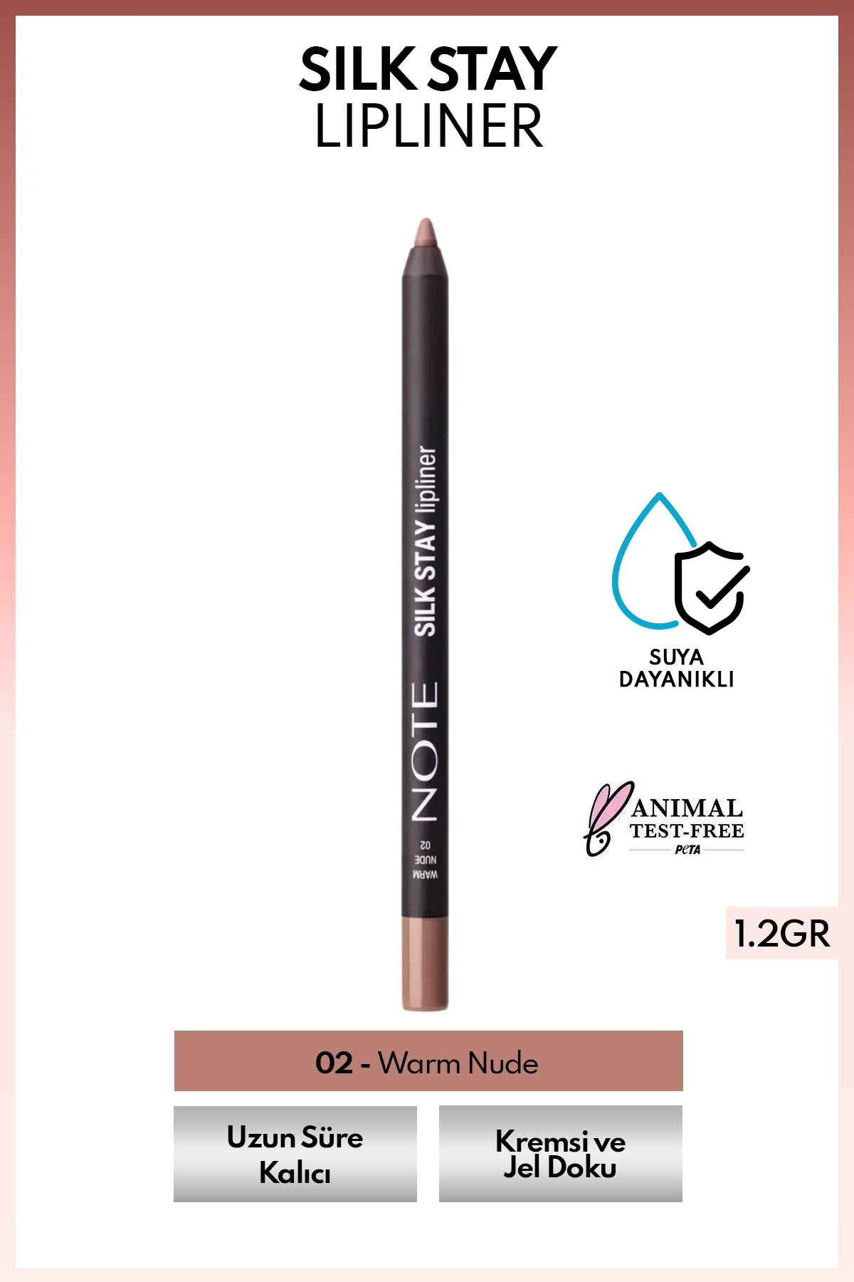 خط لب بادوام و ابریشمی برای آرایش لب رنگ 02 بژ نوت کازمتیکس Note Cosmetics