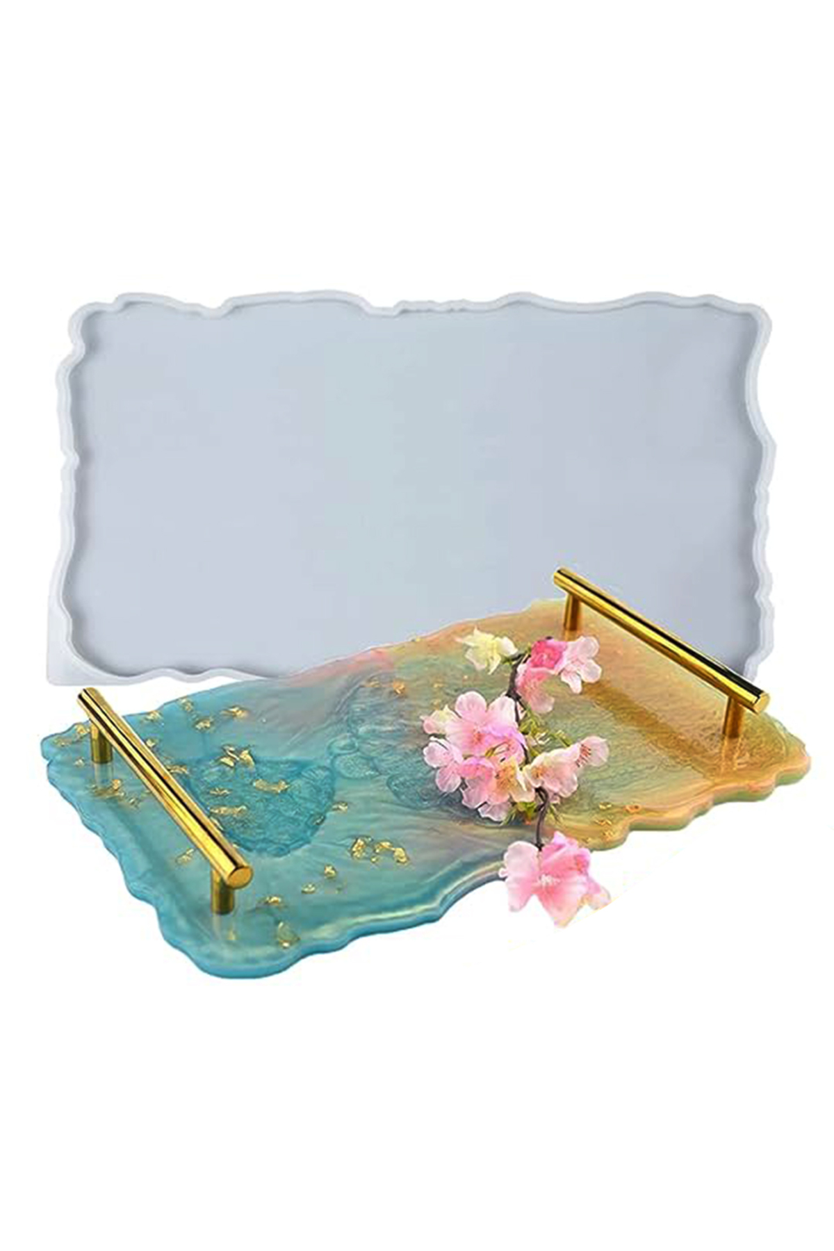 فیگور قالب سینی اپوکسی مستطیلی موج دار مدل سیلیکونی 30.5X17X0.8CM از ترکیه Getshop Alışveriş Pazarı