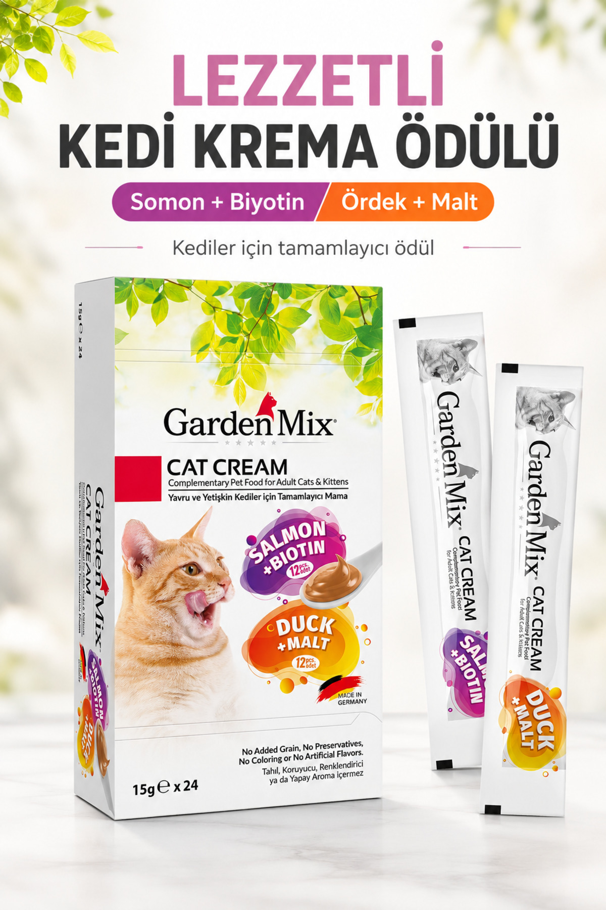کرم تشویقی گربه گاردن‌میکس Gardenmix، سالمون و اردک XXL، مدل 581-06