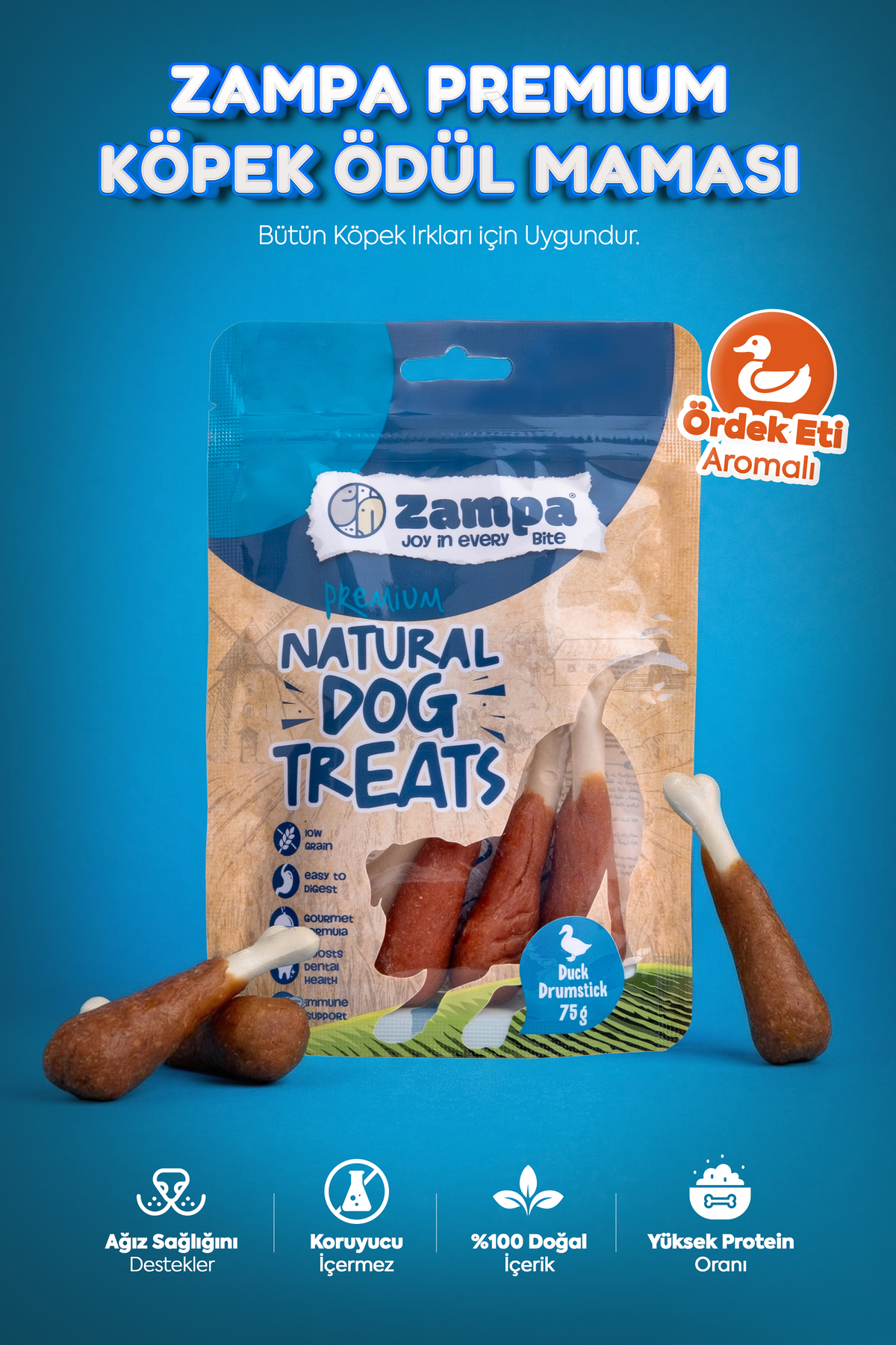 تشویقی سگ زامپا Zampa با گوشت اردک، ۷۵ گرم
