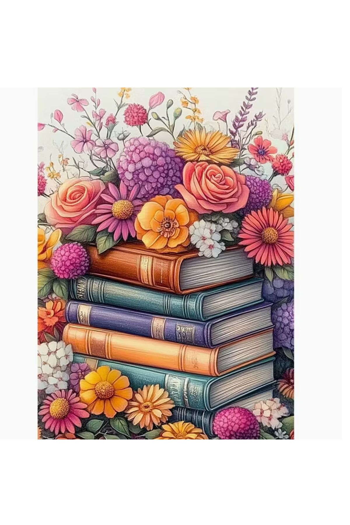پازل ست نقاشی 5 بعدی موزاییک الماس کتاب و گل 30 40 سانتی متر ŞAN ART DESİGN