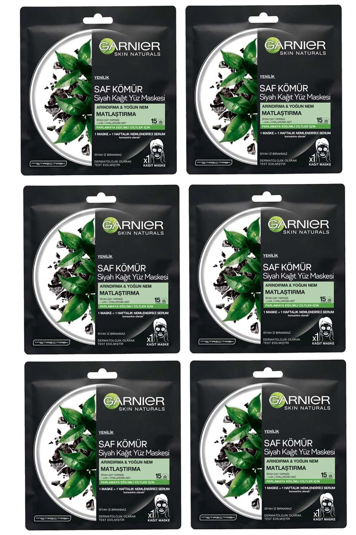 Garnier ماسک کاغذی زغال و چای سیاه برای جلوگیری از چربی پوست